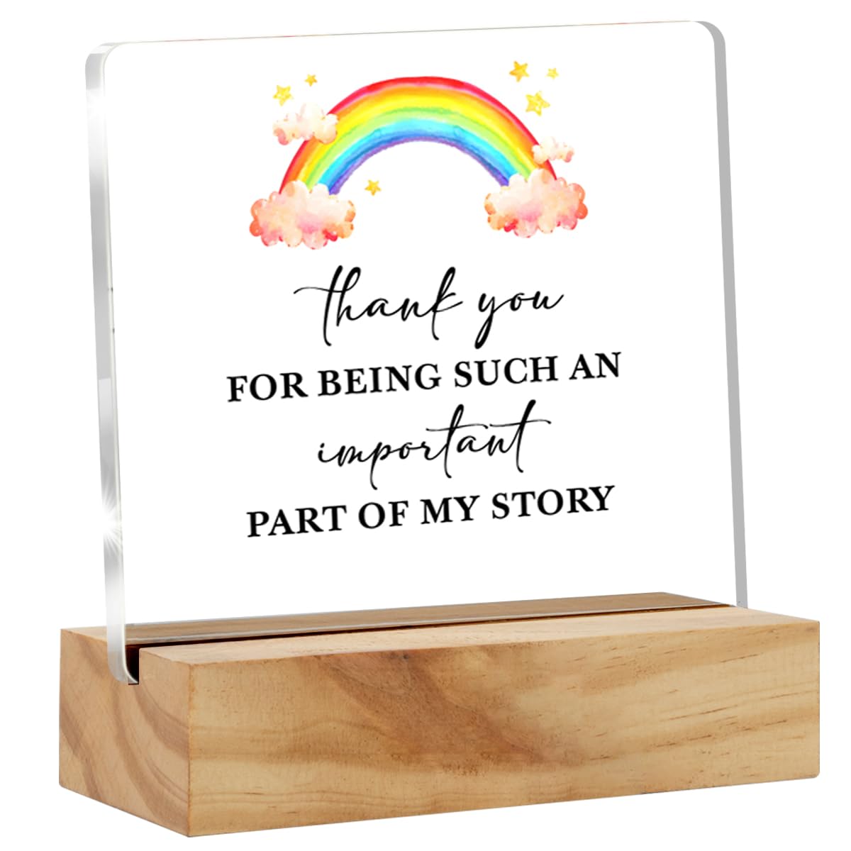 Personalized Teacher Appreciation Gift - Rainbow Acrylic Desk Sign with 'Thank You for Being an Important Part of My Story' Engraving - Perfect Teacher's Day, End of Year, or Retirement Gift for Educators