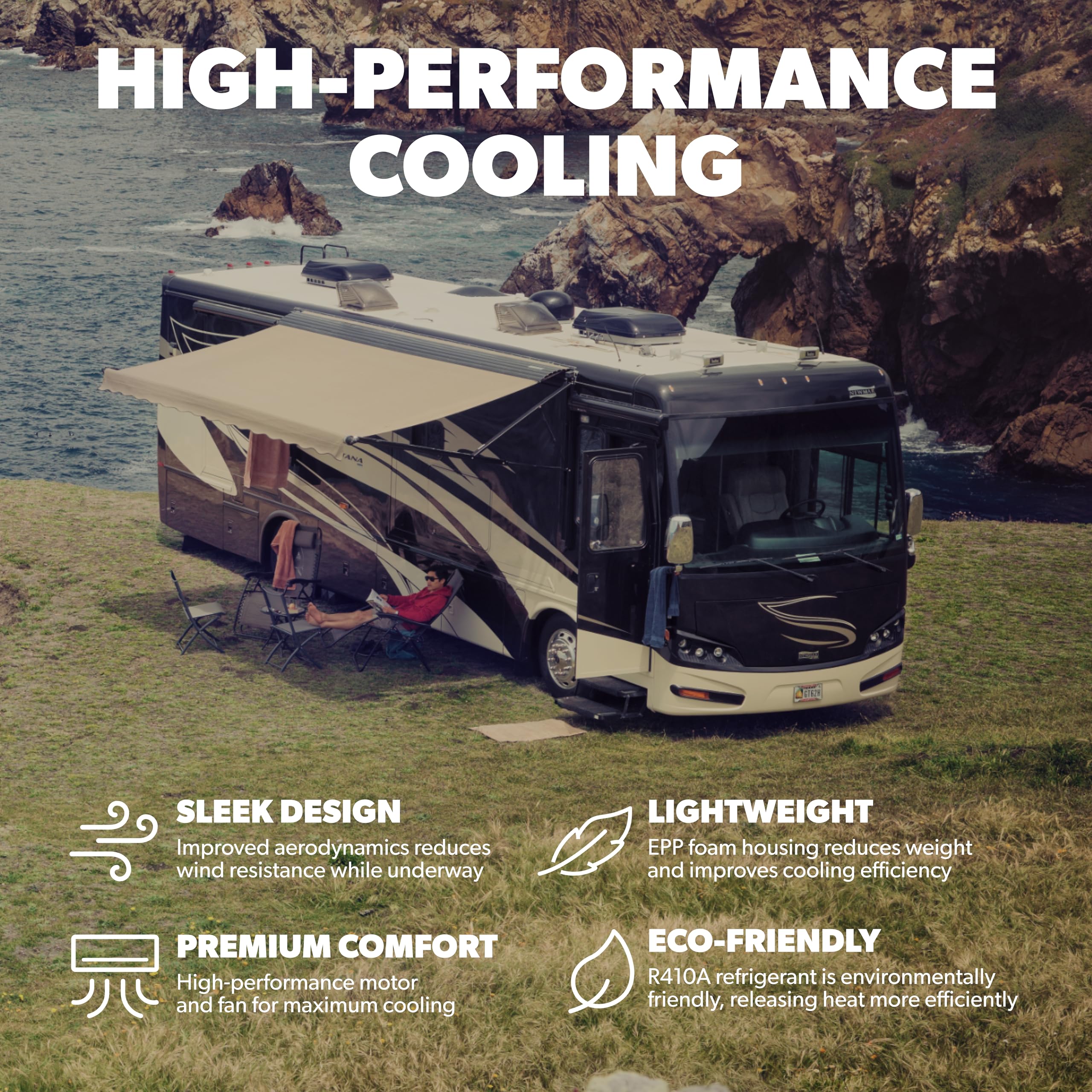 Dometic Penguin II High Efficiency Low Profile Rooftop RV Air Conditioner - 13.5K BTU Cooling Unit for Ducted or Non-Ducted Applications - Polar White - Perfect for RV, Camper, and Travel Trailer Cooling Needs