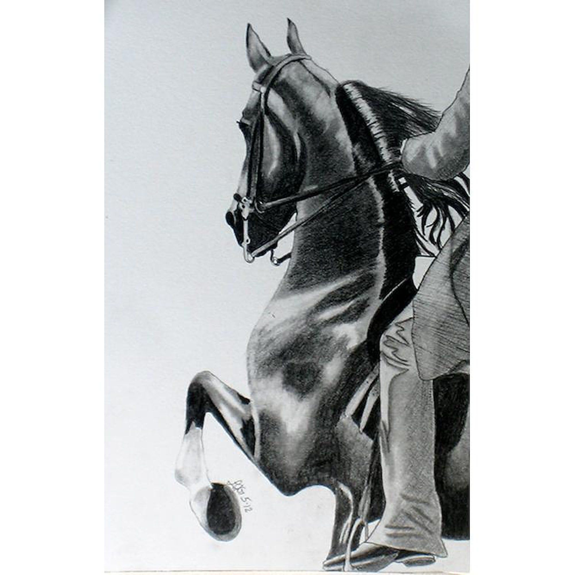 American Saddlebred Horse Pencil Drawing Oval Car Magnet - Euro Style Bumper Sticker for Cars, Trucks & Vehicles | Perfect for Equestrian Lovers & Horse Show Enthusiasts