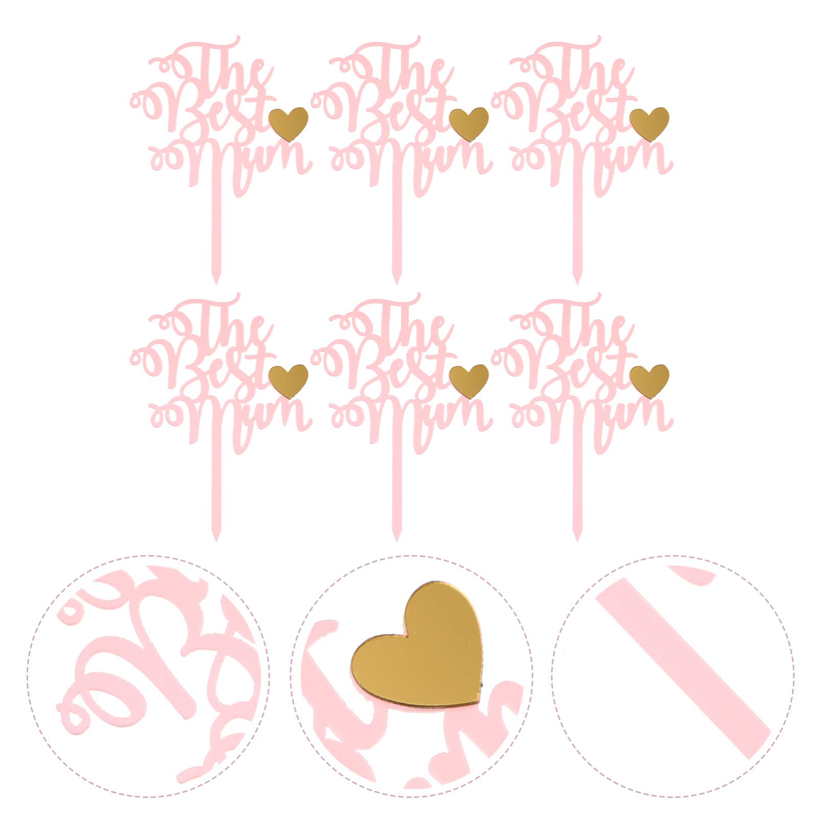 10pcs Acrylic Cake Toppers for Mother's Birthday - Elegant Cake Decorations for Mom, DIY Cake Insert Toppers for Birthday Cakes, Wedding Cakes, Baby Showers & Special Celebrations