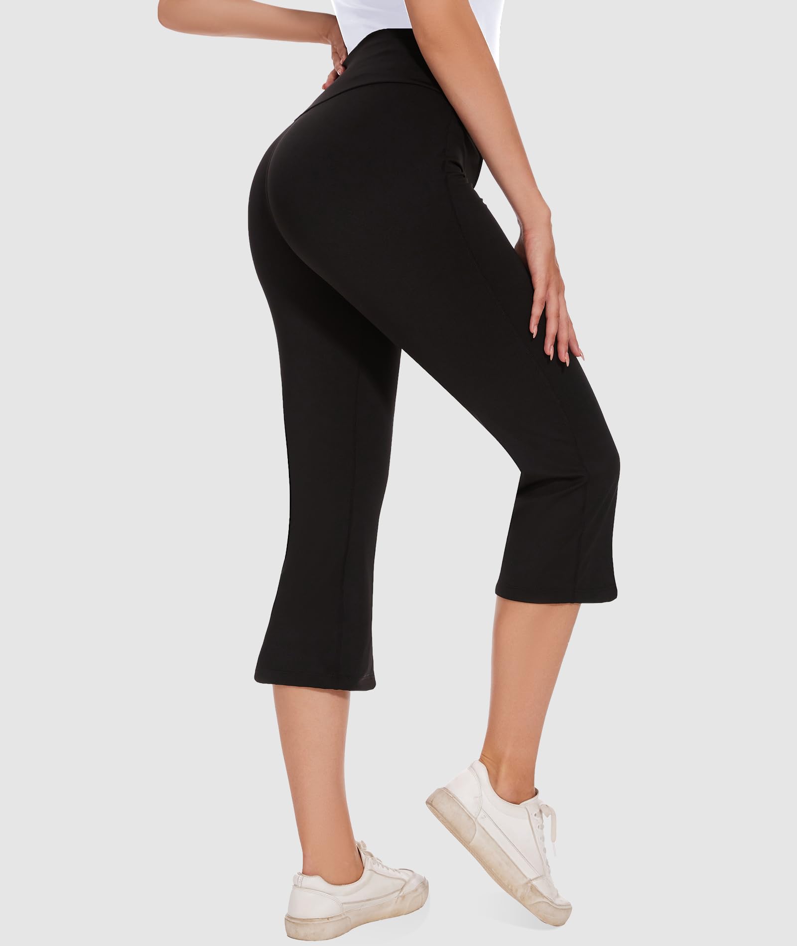 SAFORT Women's Summer Capri Yoga Pants - 3/4 Length Bootcut V-Waist Lightweight 7/8 Sports Trousers for Yoga, Running, Gym & Casual Wear