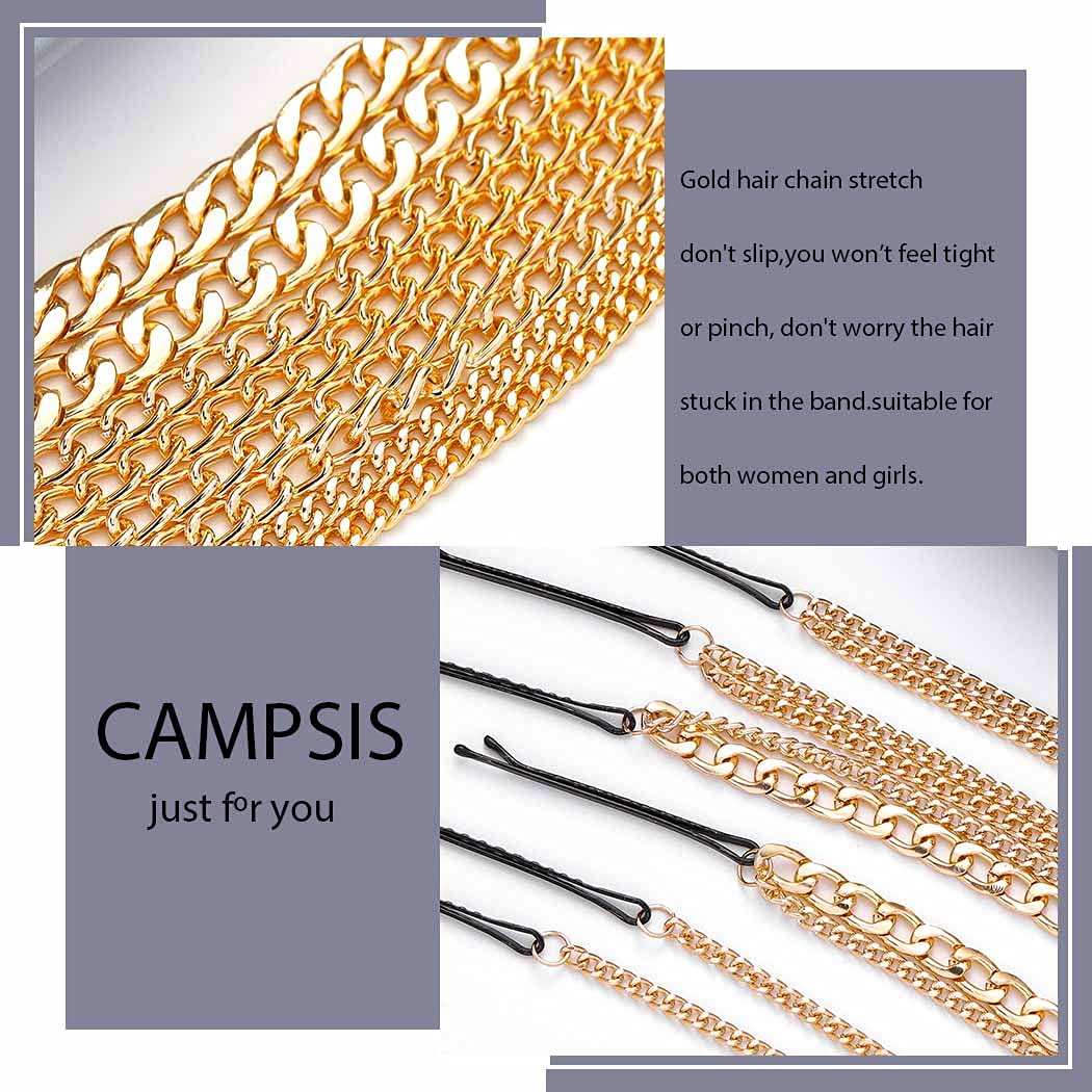 Punk Tassel Hair Clips with Multistrand Chain - Stylish Ponytail Hair Accessories for Women & Girls | Perfect for Nightclub, Festival & Party Outfits (Gold)