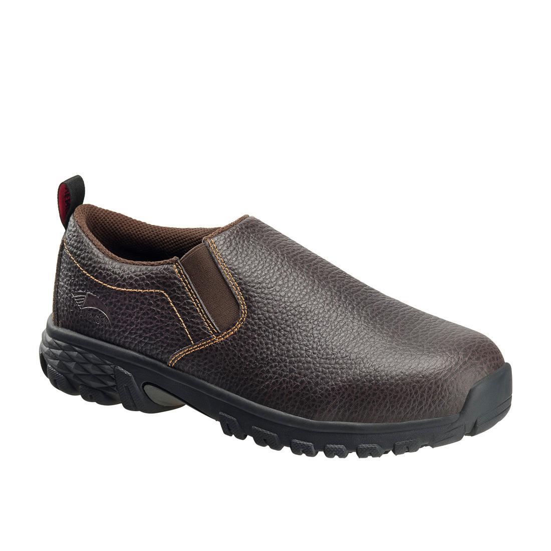 SD10 Alloy Toe Slip-On Work Shoes for Men - Lightweight Safety Shoes with Steel Toe Cap, Non-Slip Sole - Perfect for Construction, Warehouse & Industrial Work (Brown)