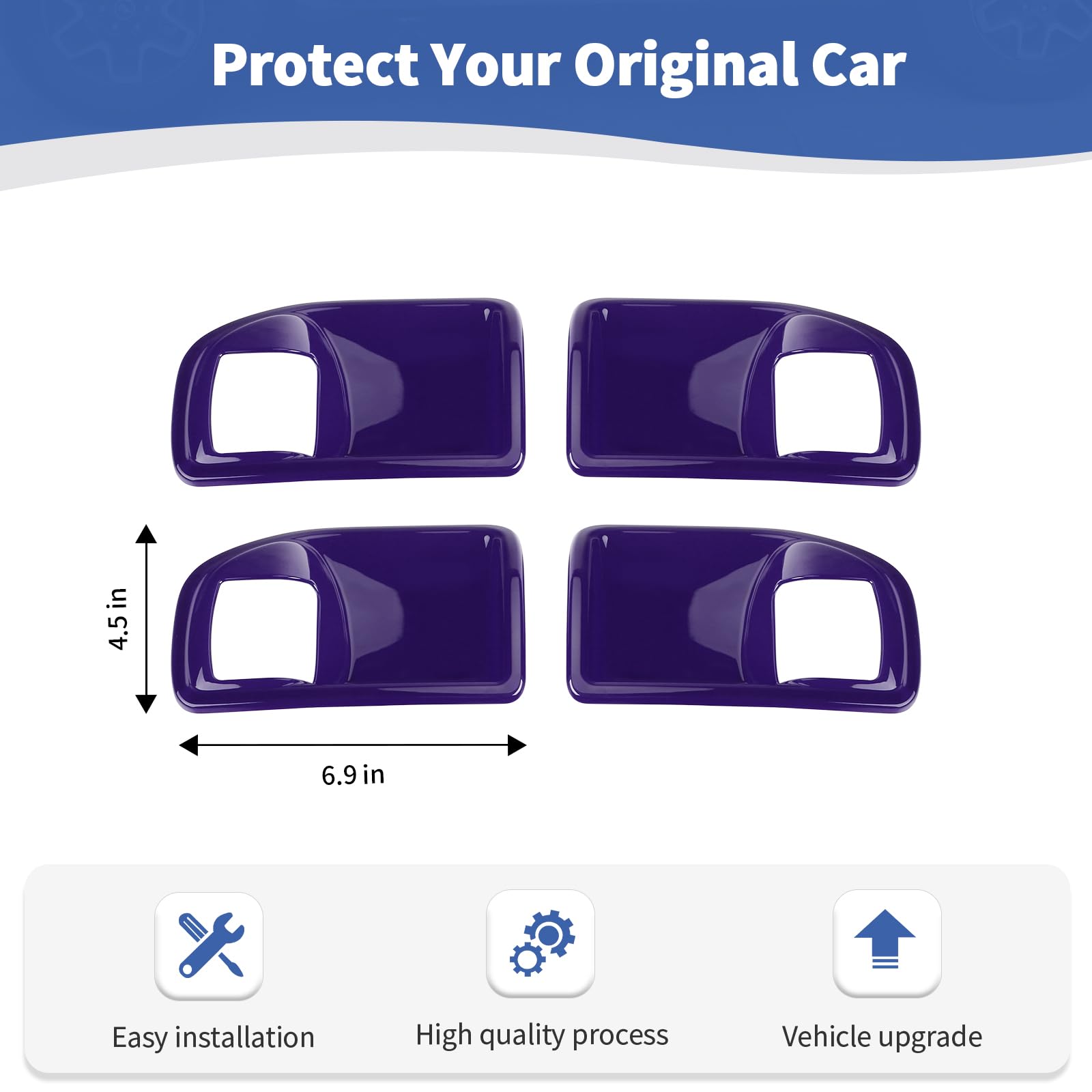 Jeep Wrangler JK JKU Inner Door Handle Cover Bowl Trim (2011-2017) - 4pcs Purple Interior Accessories for Jeep JK & JKU - Perfect for Off-Roading & Interior Customization