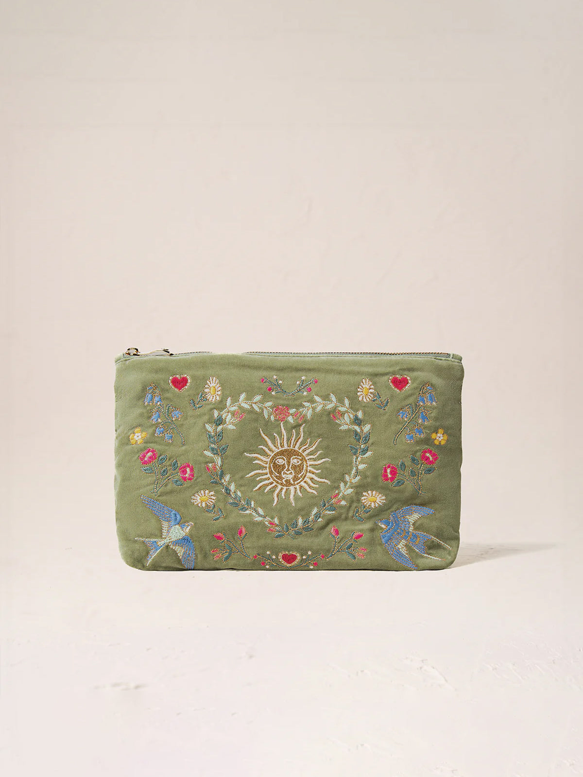 Elizabeth Scarlett Velvet Everyday Pouch - Olive Earth Goddess | Premium Makeup Bag & Travel Organizer | Perfect for Cosmetics, Jewelry & Essentials Storage