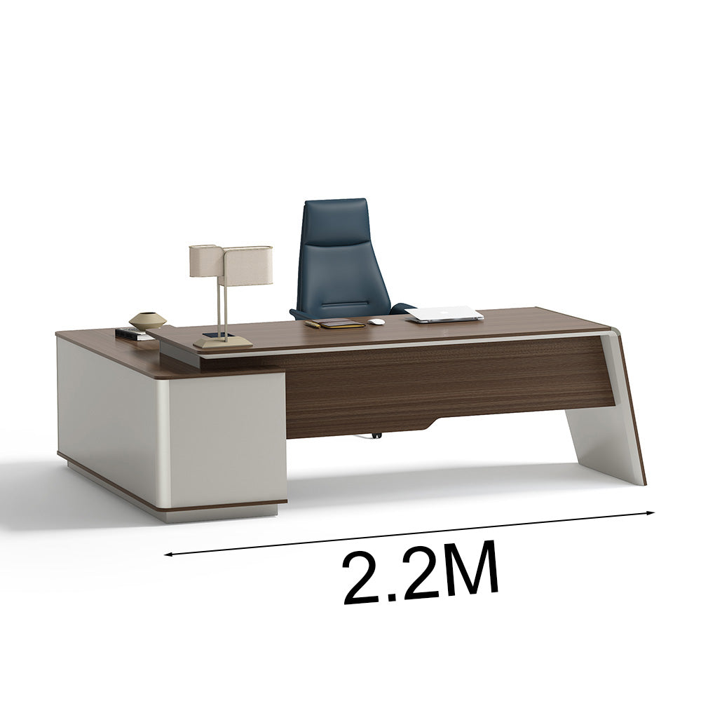 Premium ANDERS Executive Desk with Reversible Return - 2.2M L-Shaped Office Desk in Hazelnut & Beige | Modern Home Office Furniture for Professionals & Remote Workers