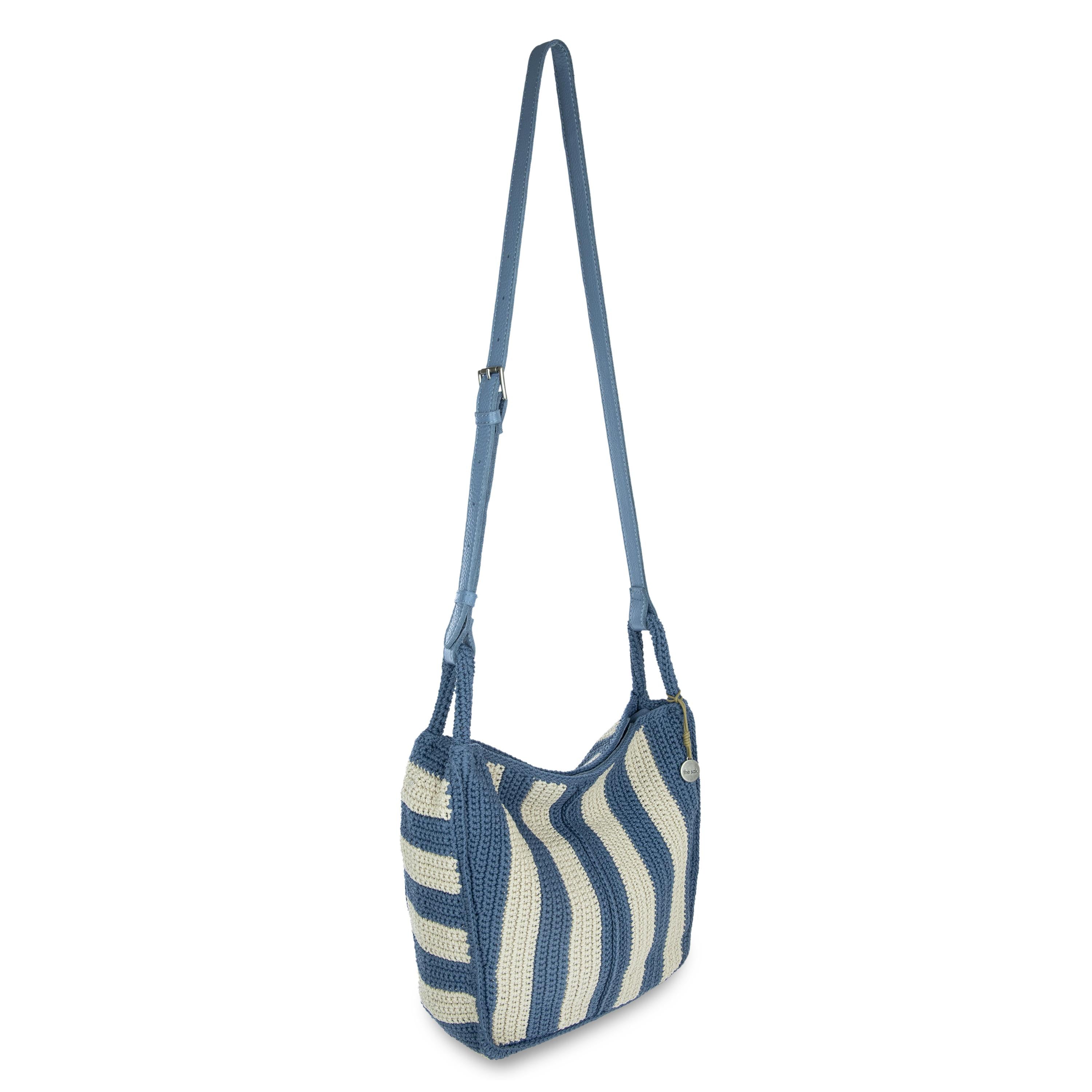 Hand Crochet Los Feliz Crossbody Bag - Nautical Maritime Stripe Design - Perfect for Beach Outings, Travel, and Everyday Use