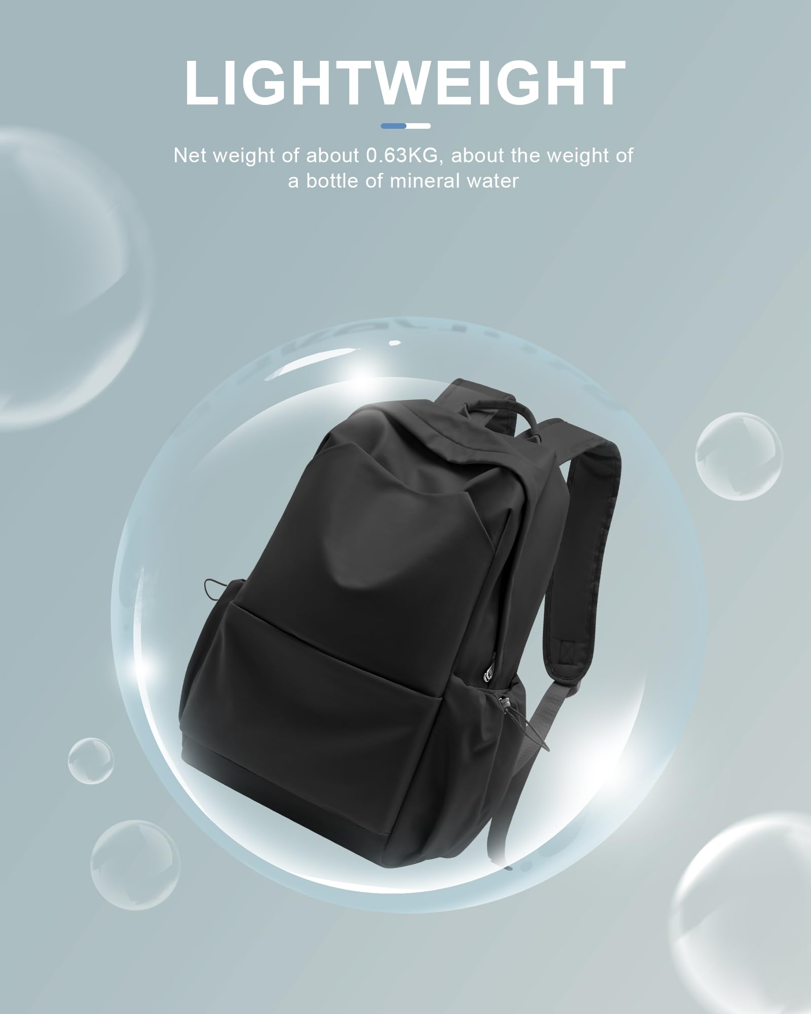 Stylish Black Backpack for Women & Men - Large Lightweight Gym Backpack, Casual Daypack with Laptop Compartment for College, Work, Travel & Outdoor Activities