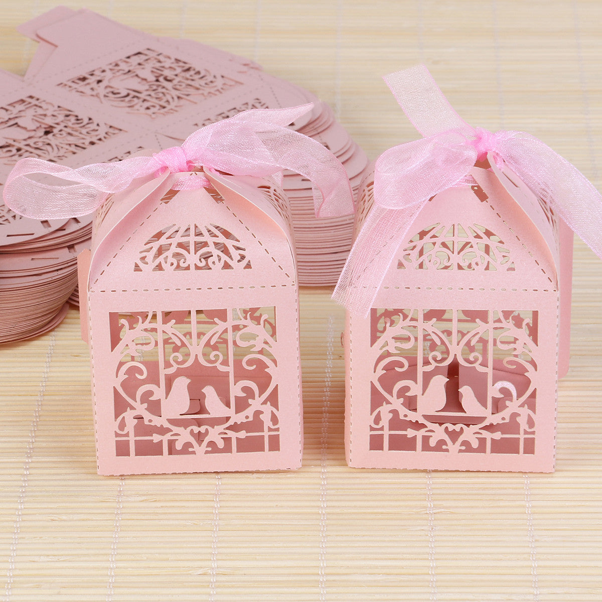 100-Piece Pink Dove & Heart Baby Shower Favors - Elegant Bomboniere Candy Gift Box for Birth Naming Ceremonies, Christenings & Special Celebrations - Perfect for Wedding Party Favors, Bridal Showers & Baby Gender Reveals