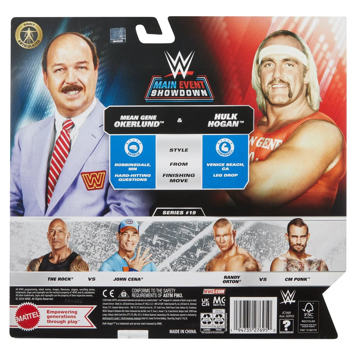 WWE Main Event Showdown Series 19 Hulk Hogan & Mean Gene Okerlund Action Figure 2-Pack - Collectible Wrestling Toys for Display, Play & WWE Fan Gifts