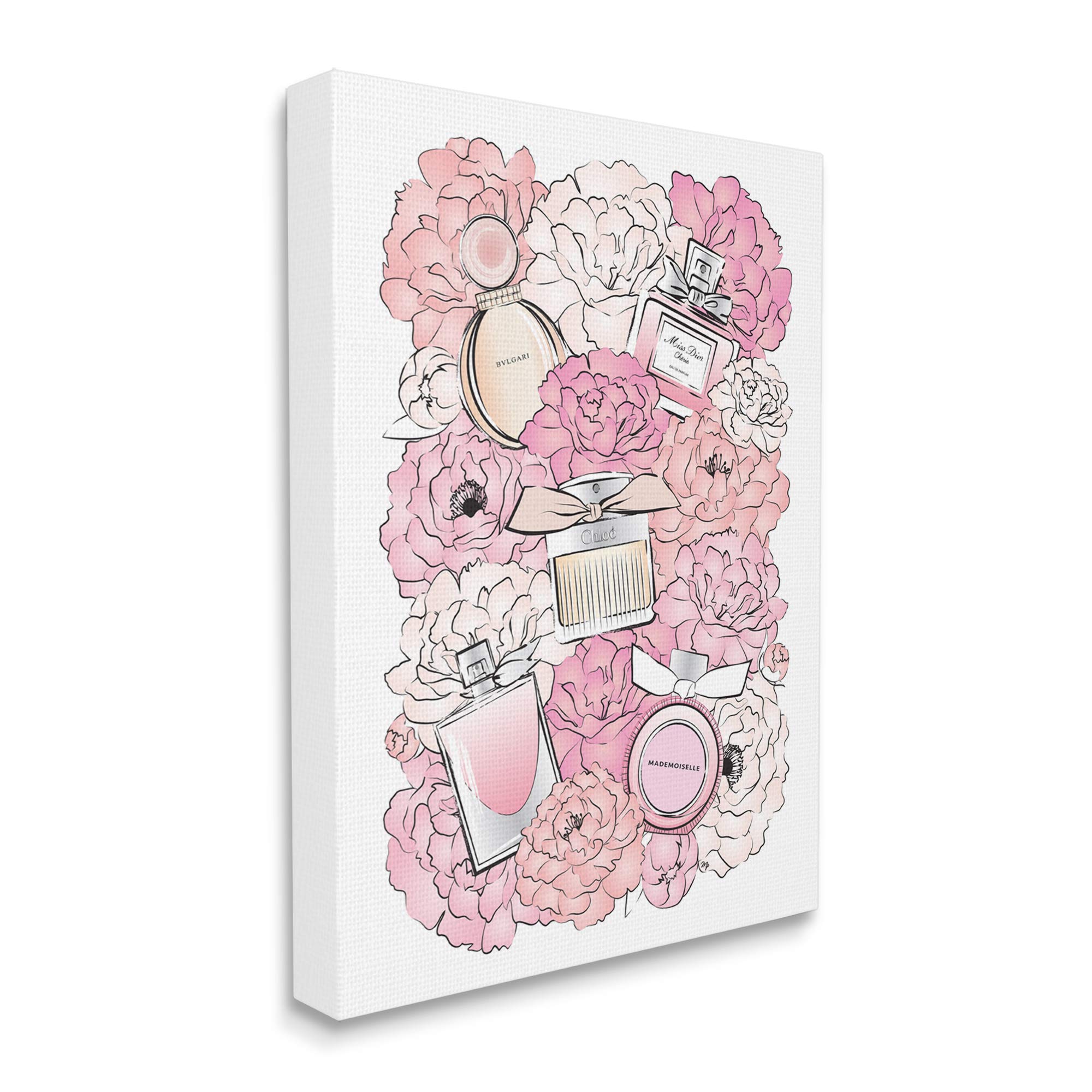 Stupell Industries Pink Glam Peonies & Fashion Fragrance Bottles Canvas Wall Art - 36