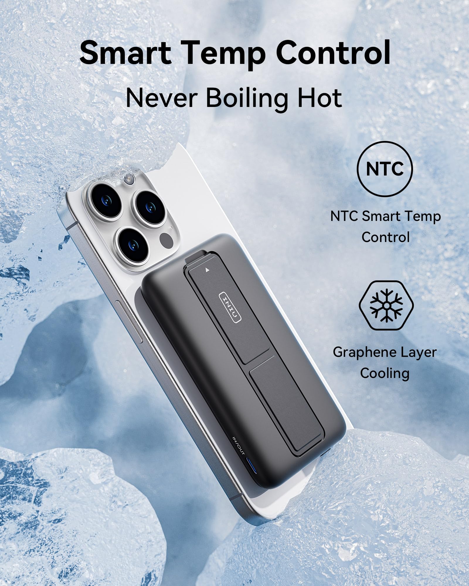 INIU Ultra Slim 5500mAh 20W Magnetic Power Bank with Foldable Stand - Portable MagSafe Charger for iPhone 16/16 Plus/16 Pro/16 Pro Max, iPhone 15/14/13/12 - USB-C in&Out Wireless Battery Pack for Travel, Office & Home Charging