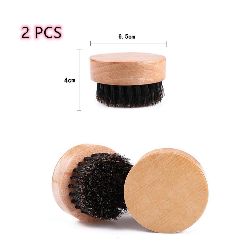 2 Pcs Men's Beard Brush - Natural Boar Bristles for Grooming & Styling - Perfect Gift for Dad