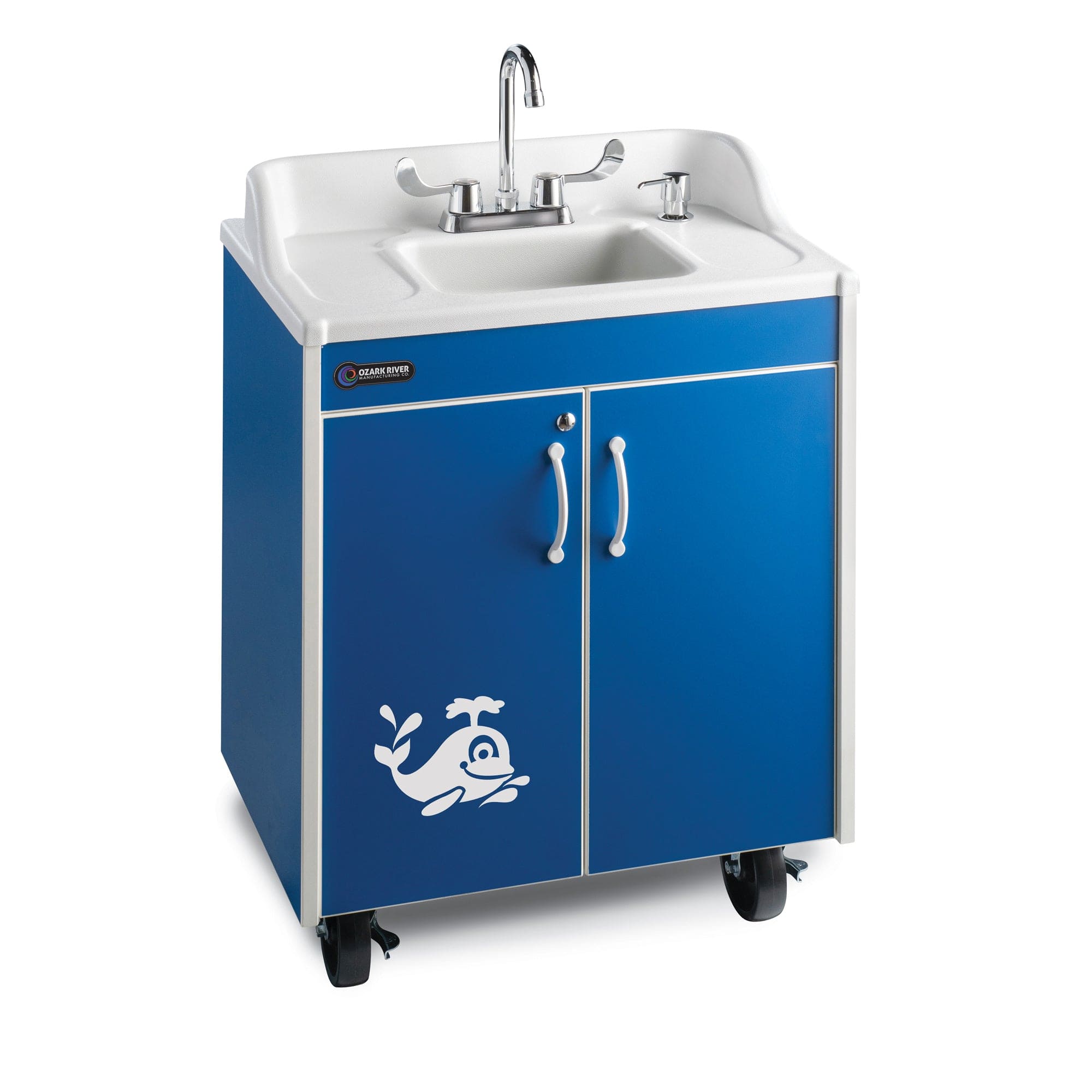 Ozark River Lil Premier Splash Portable Child Height Sink - Blue & White Basin for Kids Bathroom, Outdoor Play, and Camping Activities