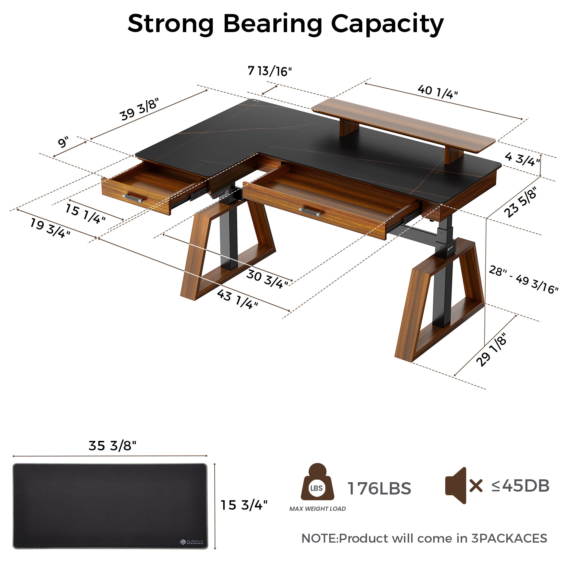Premium L-Shaped Standing Desk with Sintered Stone Top - Ergonomic Adjustable Height Home Office Desk for Work, Gaming & Study - Perfect for Small Spaces & Corner Setups