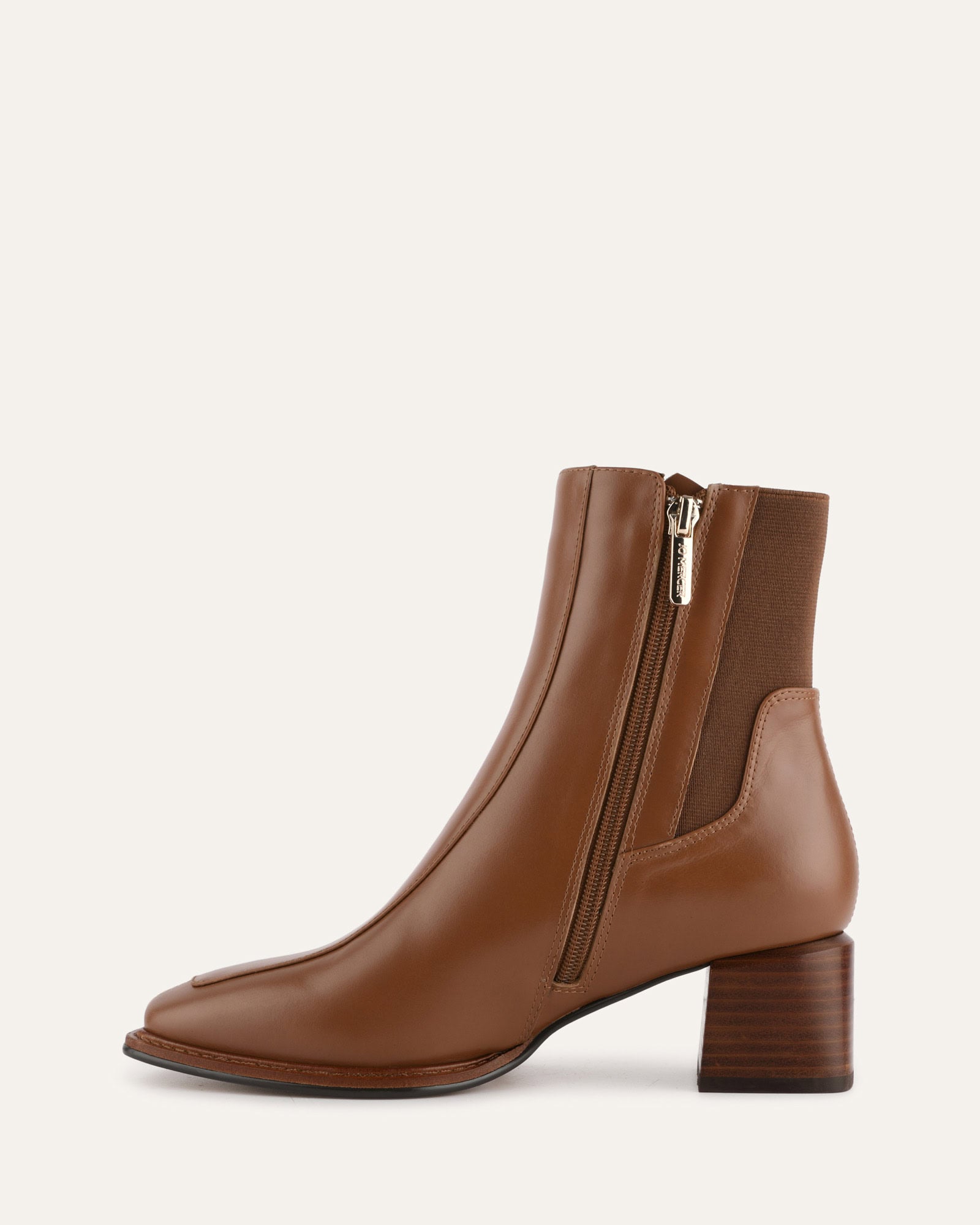 DARLA Mid Ankle Boots for Women - Dark Tan Leather Booties, Comfortable & Stylish for Fall, Winter, and Casual Outfits