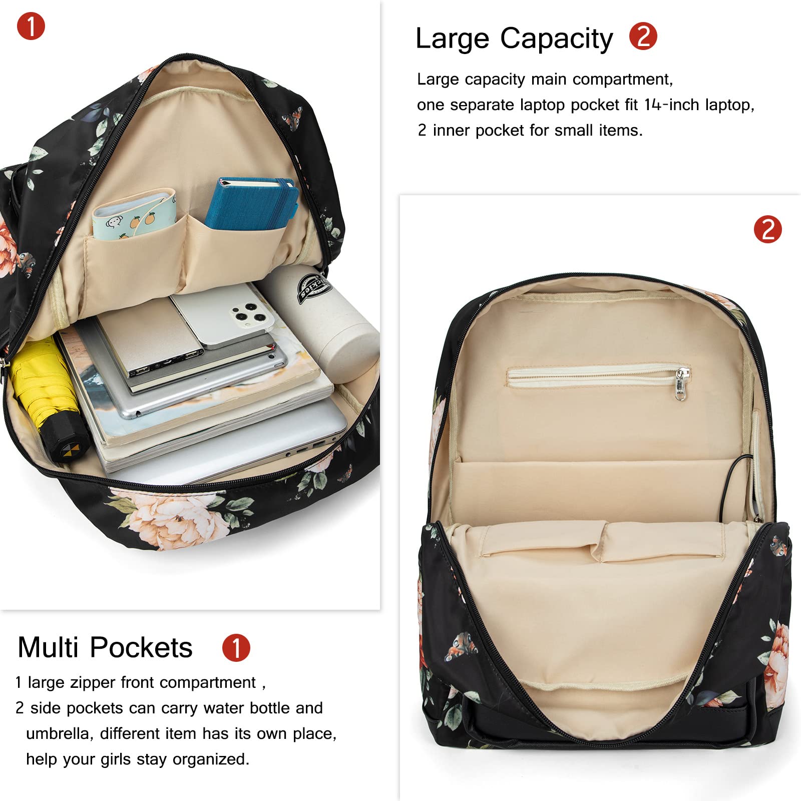 LEDAOU School Backpack for Teens - Lightweight Bookbag with USB Charging Port for Boys & Girls | Perfect for High School, College & Travel
