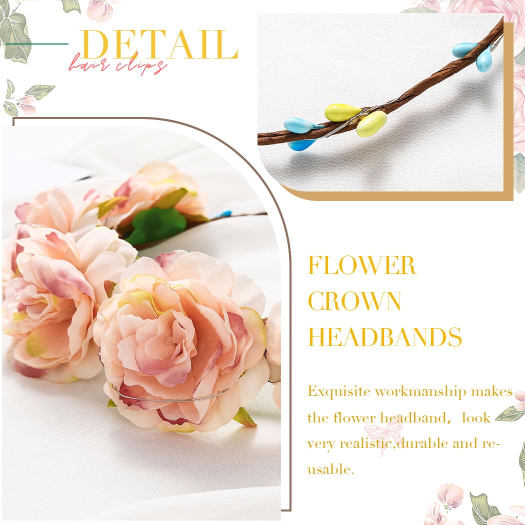Zoestar LED Flower Crown Headbands - Light Up Hair Wreath for Women & Girls, Bridal Garland Headpiece, Floral Festival Headdress Hair Accessories - Perfect for Weddings, Parties, Cosplay & Music Festivals