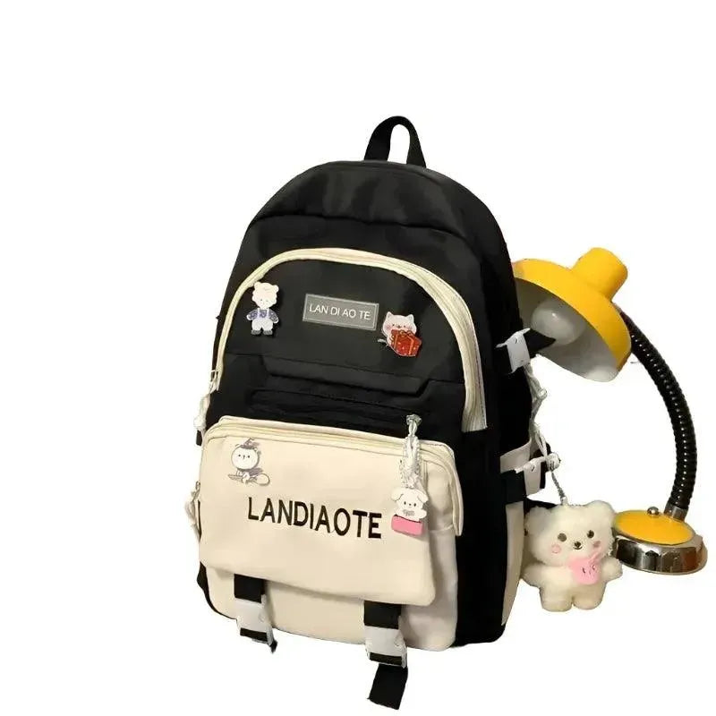 Cute Kawaii Nylon Laptop Backpack for Women & Teens - Lightweight School Computer Bag for College, Work & Travel - Water-Resistant 15.6 Inch Notebook Backpack with USB Charging Port