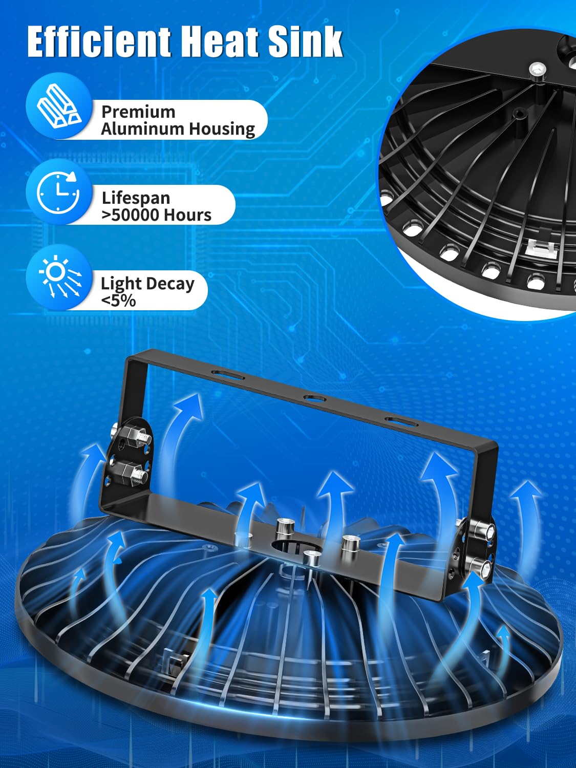 200W UFO LED High Bay Lights 5-Pack - 20,000LM Super Bright 6500K Daylight White - IP65 Waterproof Industrial Lighting for Warehouse, Workshop, Factory - Energy Saving Durable LED Shop Lights for Commercial & Industrial Spaces
