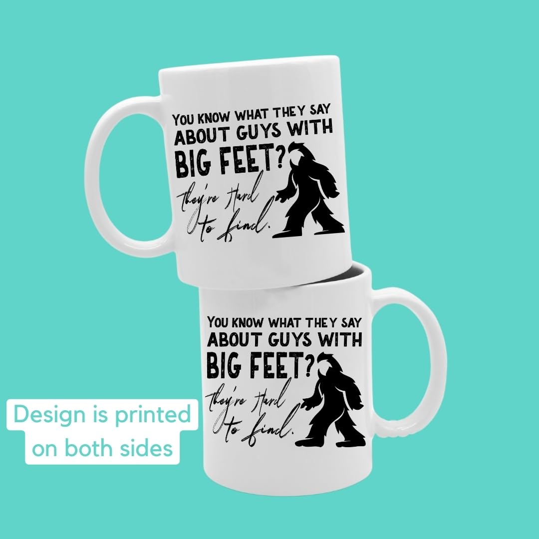 Funny Bigfoot Ceramic Coffee Mug - Large Feet Novelty Gift for Men & Women - Perfect for Valentines Day, Birthday, Christmas - Best Friend & Mom Gift Idea - Great for Office, Home Use & Camping Trips
