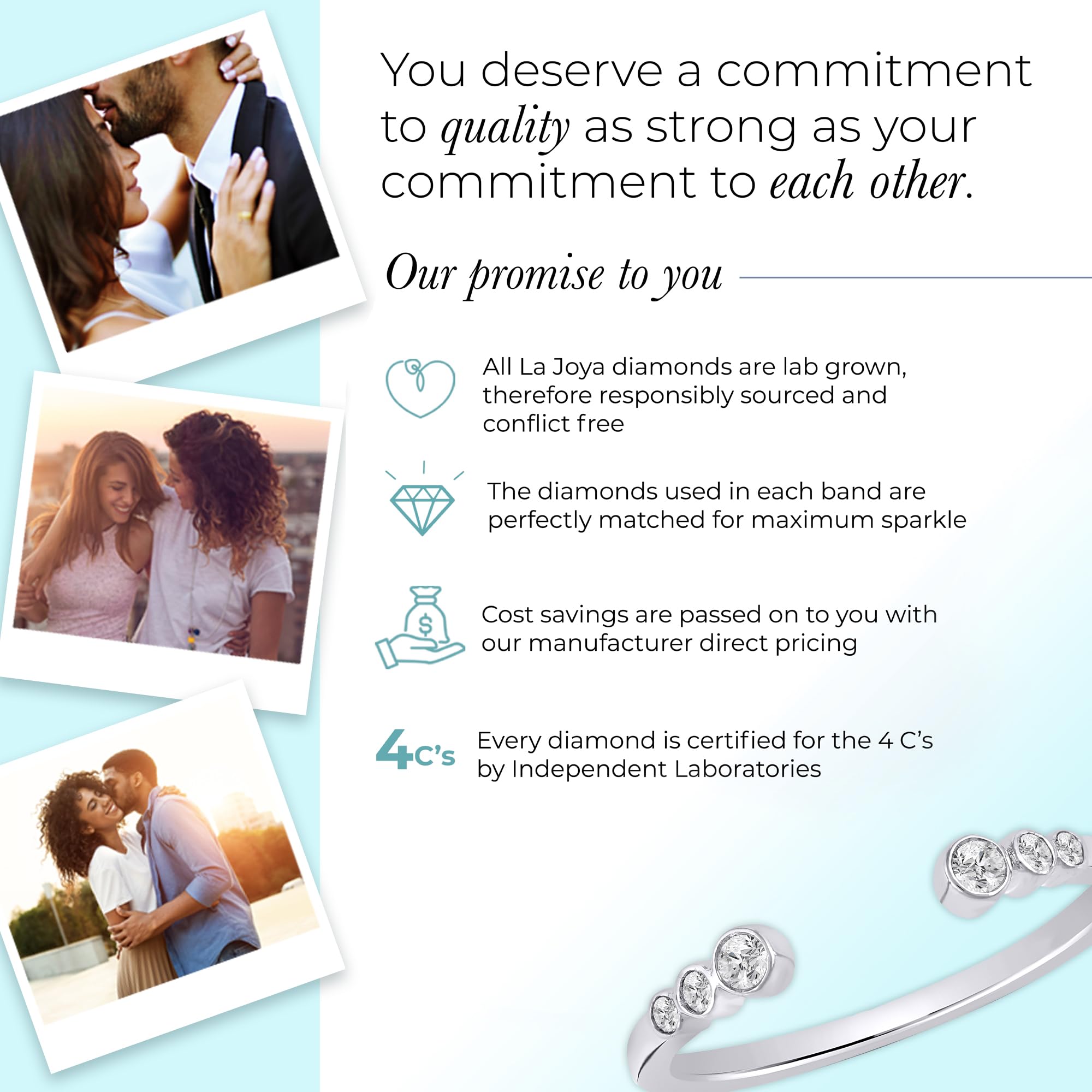 1/10-1/4 CT TW Certified Lab Grown Diamond Ring Bands for Women | Solid 10k White Gold Wedding Band | Sparkling GH VS/SI Lab Created Diamond Ring | Perfect for Engagement, Anniversary & Everyday Wear