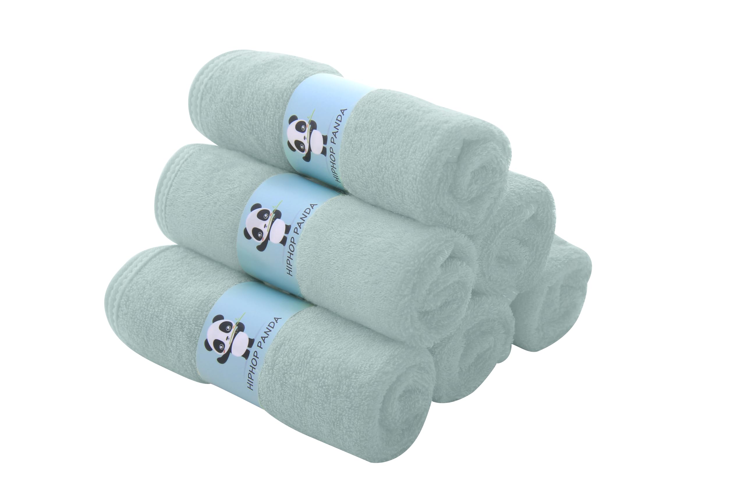 HIPHOP PANDA Baby Washcloths - 6 Pack Ultra Soft Bamboo Rayon Wash Cloths for Newborns & Delicate Skin | Gentle Face Towels & Makeup Remover | Perfect for Bath Time, Diaper Changes & Skincare Routine (Green)