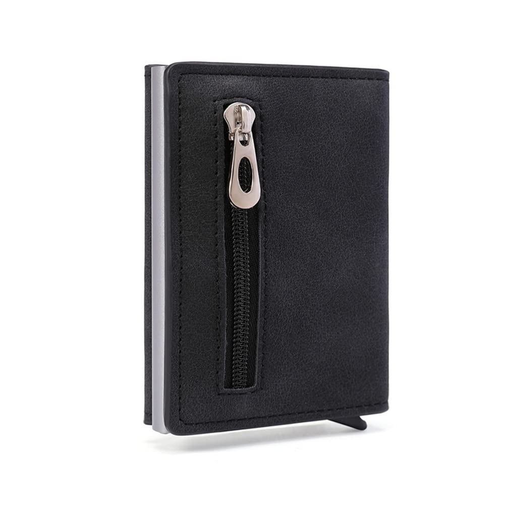 DEADZSW Men's Genuine Leather Wallet with Zipper Coin Pocket - RFID Blocking Anti-Theft Credit Card Holder for 8 Cards - Perfect for Travel, Business & Everyday Use