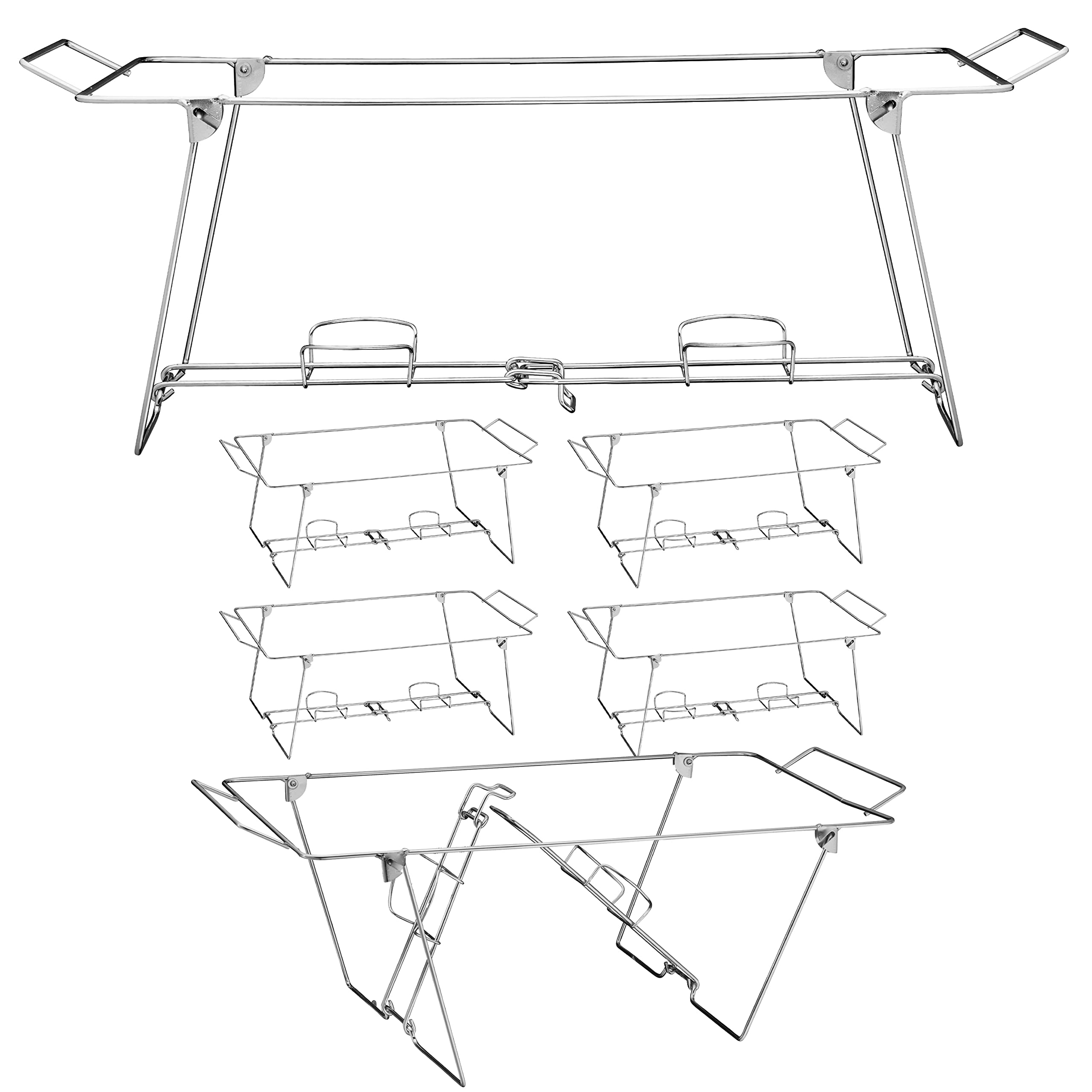 Foldable Chafing Wire Rack Buffet Stand - 6 Pack Full Size Stainless Steel Food Serving Racks for Catering, Buffet & Party Events | Perfect for Banquets, Weddings, and Holiday Gatherings