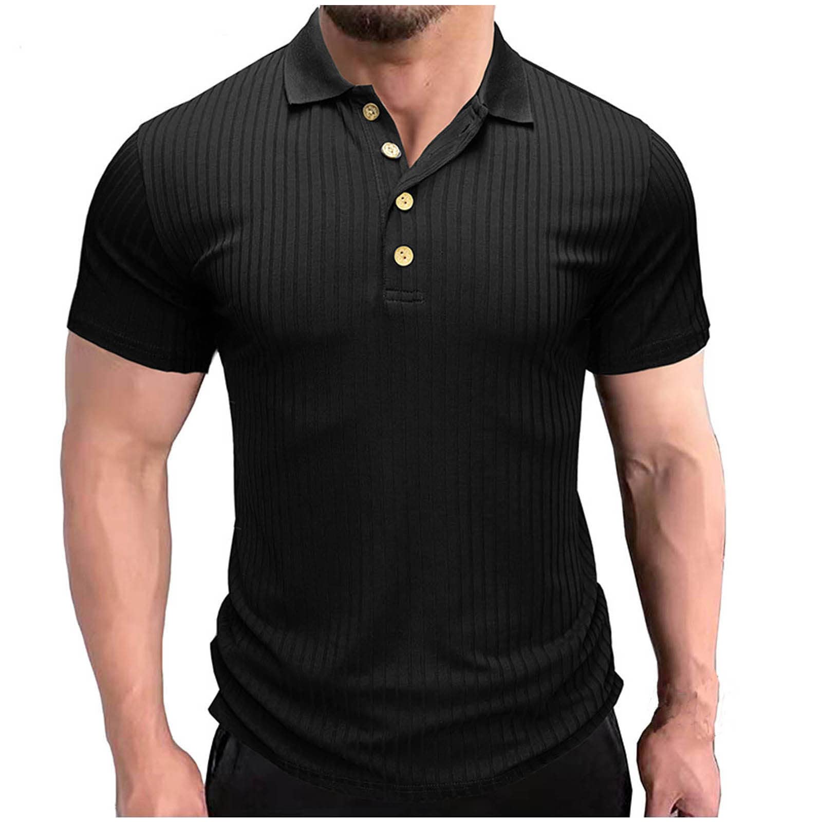 Premium Slim Fit Men's Henley T-Shirt - Short Sleeve Knit Button Casual Tee for Summer | Comfortable Basic Shirt for Outdoor Activities, Beach & Daily Wear
