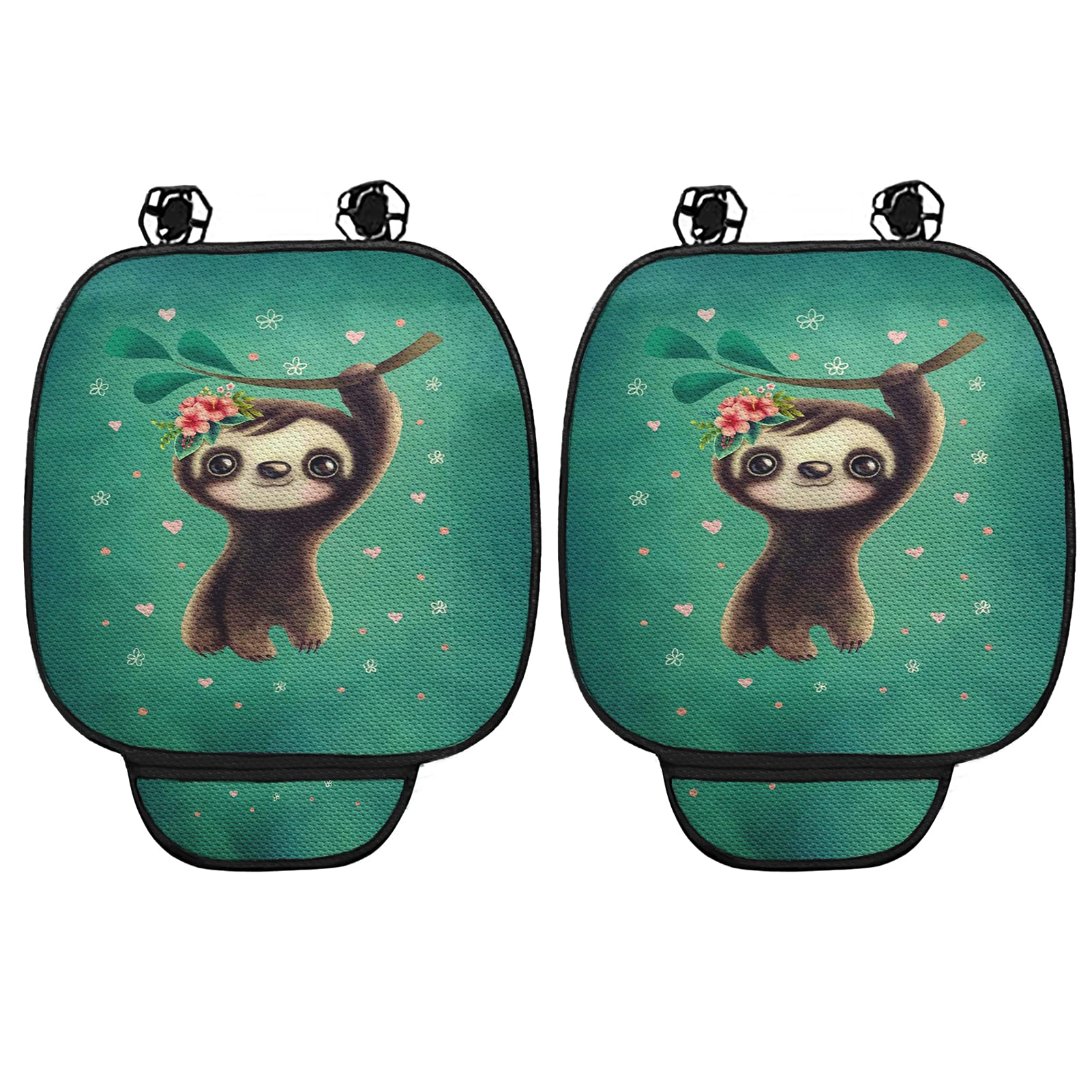 Renewold 2-Piece Set Cute Baby Sloth Print Car Seat Cushion with Storage Pouch - Breathable Seat Pad Protector for Office Chair, Home & Car Seats - Perfect for Long Drives, Work Comfort & Home Decor
