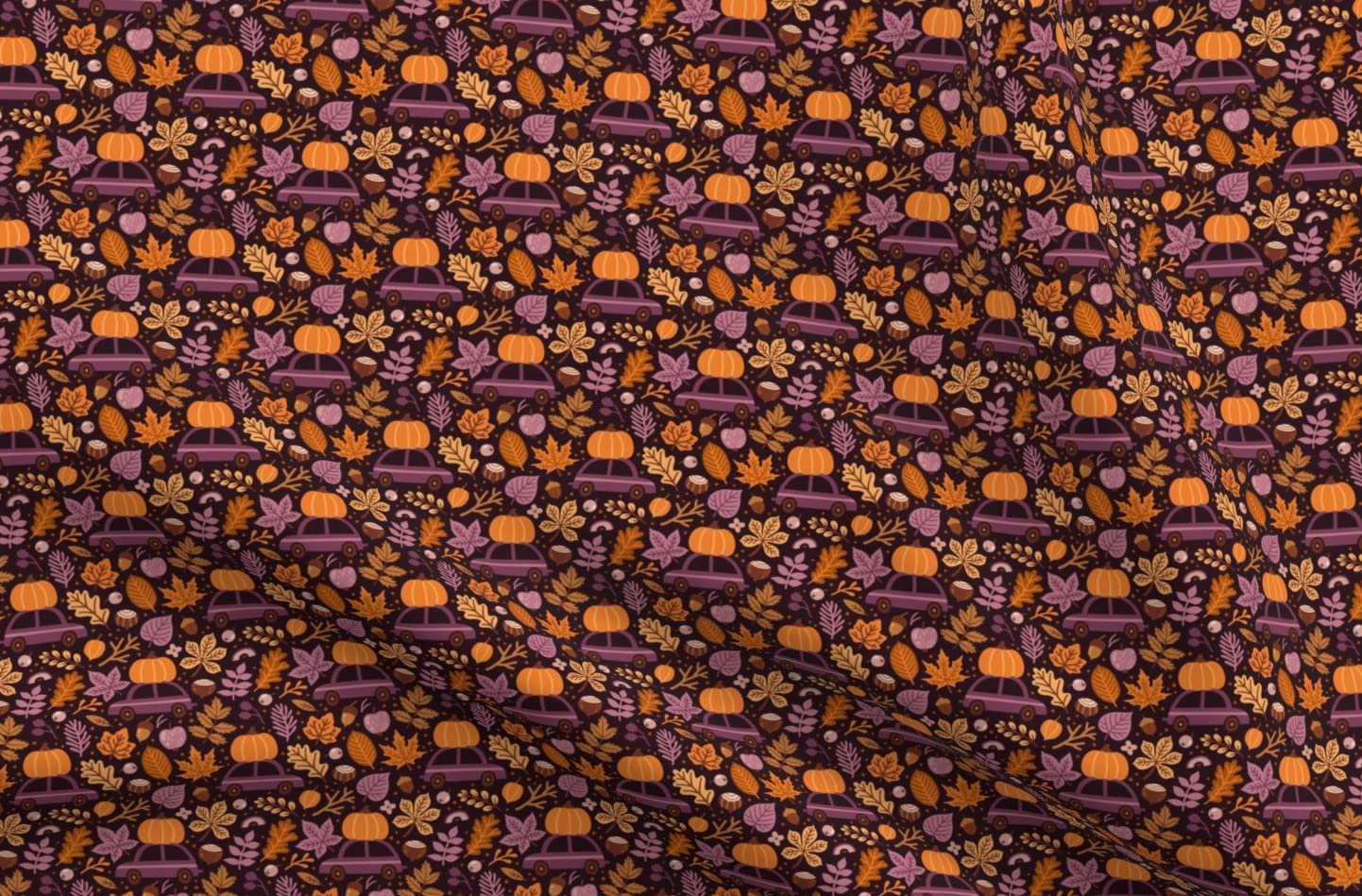 Autumn-Themed Small Scale Printed Minky Fabric by The Yard - Soft Plush Material for Sewing Baby Blankets & Quilt Backing - Perfect for DIY Nursery Decor & Cozy Fall Projects