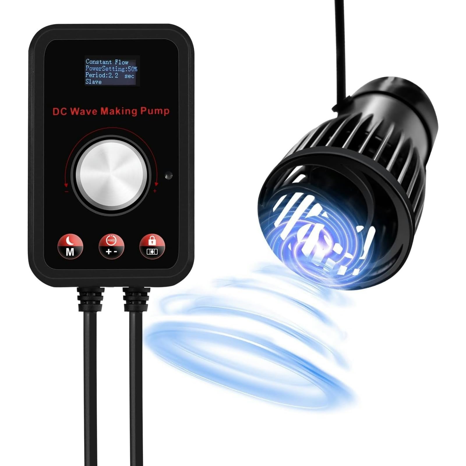 520-2600GPH 15W Aquarium Wave Maker Pump - 24V DC Fish Tank Powerhead with Ultra Quiet Sine Wave Technology - High Flow Water Circulation for Freshwater & Saltwater Tanks - Perfect for Reef, Coral, and Marine Aquariums