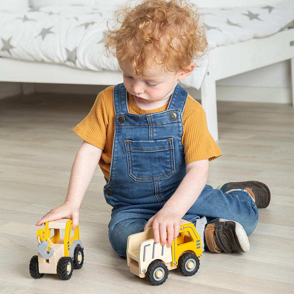 Wooden Crane Truck Toy for Kids - Construction Vehicle Playset with Movable Parts - Perfect for Pretend Play, Birthday Gifts & STEM Learning