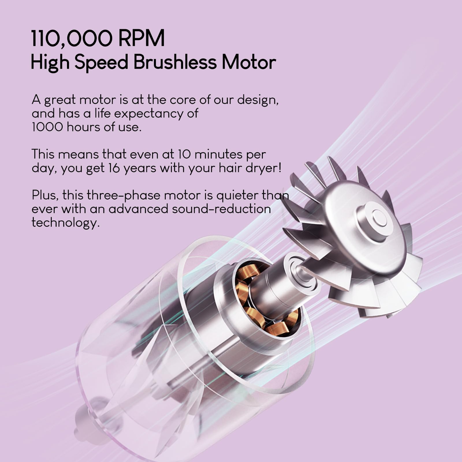 Tideway H11 Professional Hair Dryer - 110,000 RPM High Speed, Fast Drying with Plasma Technology for Healthy Scalp | Lightweight, Quiet, Smart Temperature Control, 4 Heat Settings | Travel-Friendly with Magnetic Nozzle & Diffuser | Perfect for Home, Salon & Travel Use