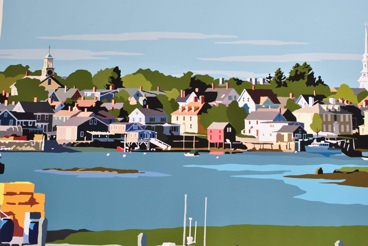 Portsmouth Lobster Boat New Hampshire Print - 18x24 Lighthouse Travel Poster Wall Art Decor for Coastal Home, Office & Nautical Themed Spaces