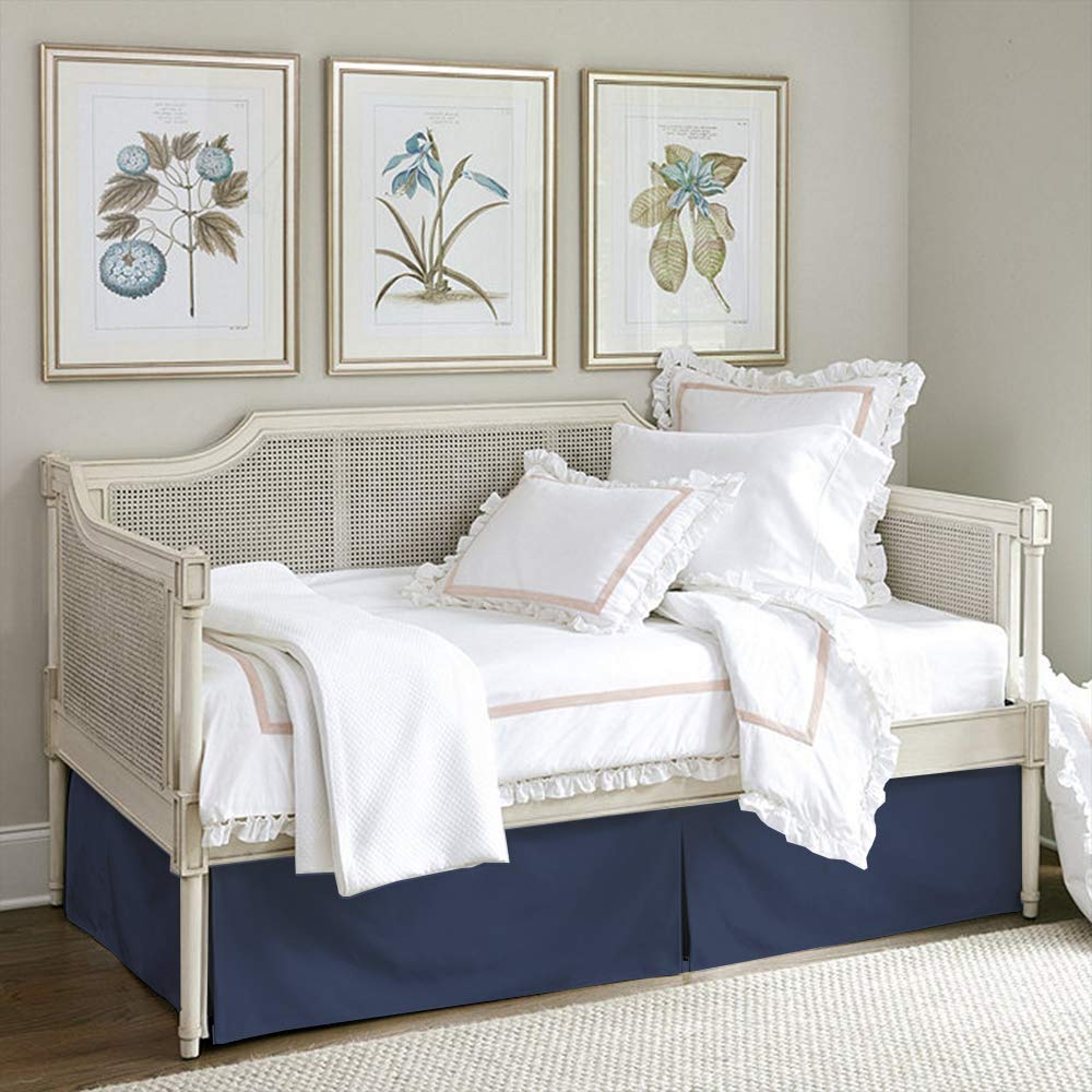 Premium Brushed Microfiber Daybed Skirt with Tailored Pleats & Split Corners - Twin Size (39