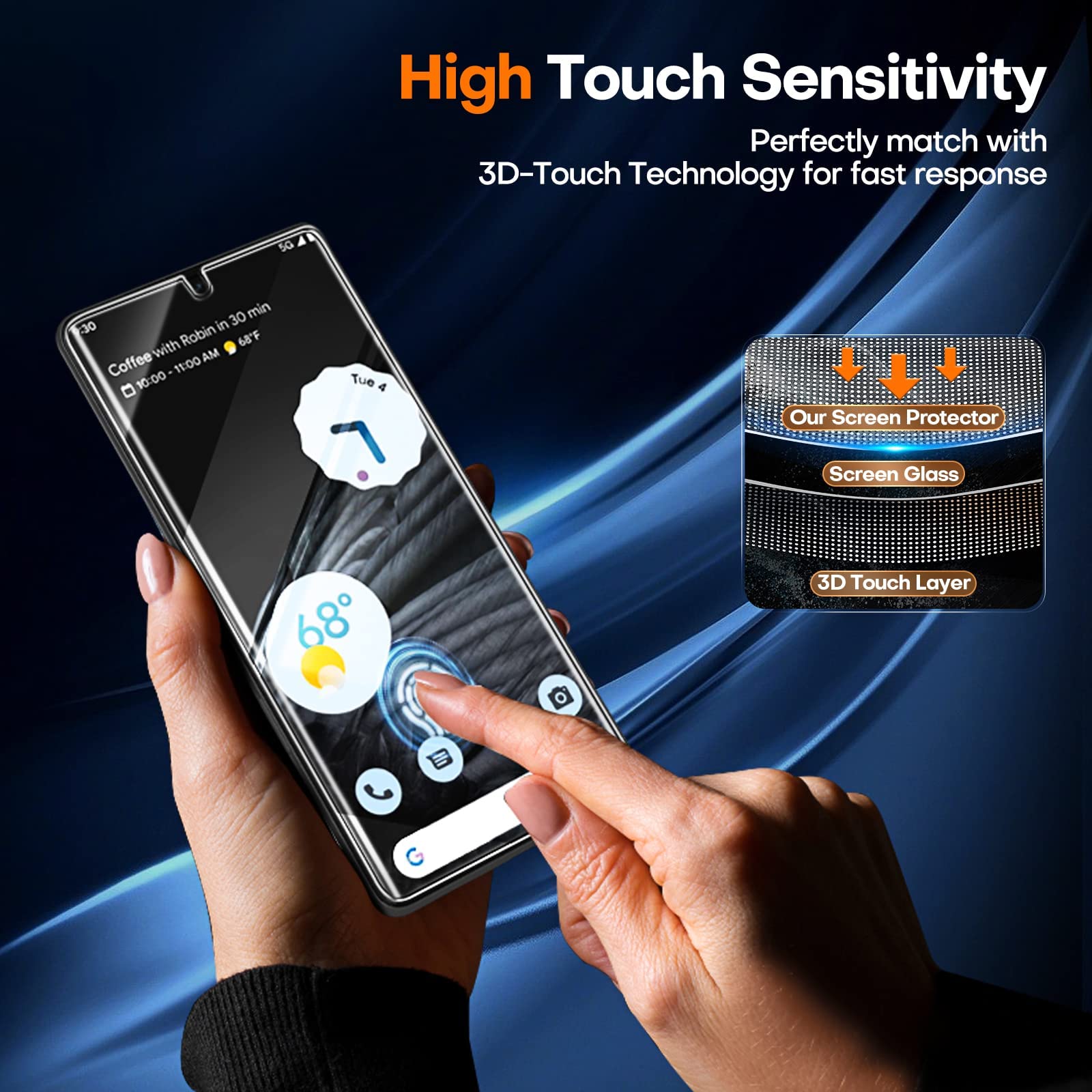 TOCOL 2+2 Pack Google Pixel 7 Pro Screen Protector - 2 Pack TPU Screen Protector & 2 Pack Tempered Glass Camera Lens Protector, Self-Healing, Anti-Scratch, Bubble-Free with Easy Installation Kit - Perfect for Daily Use, Travel, and Outdoor Activities