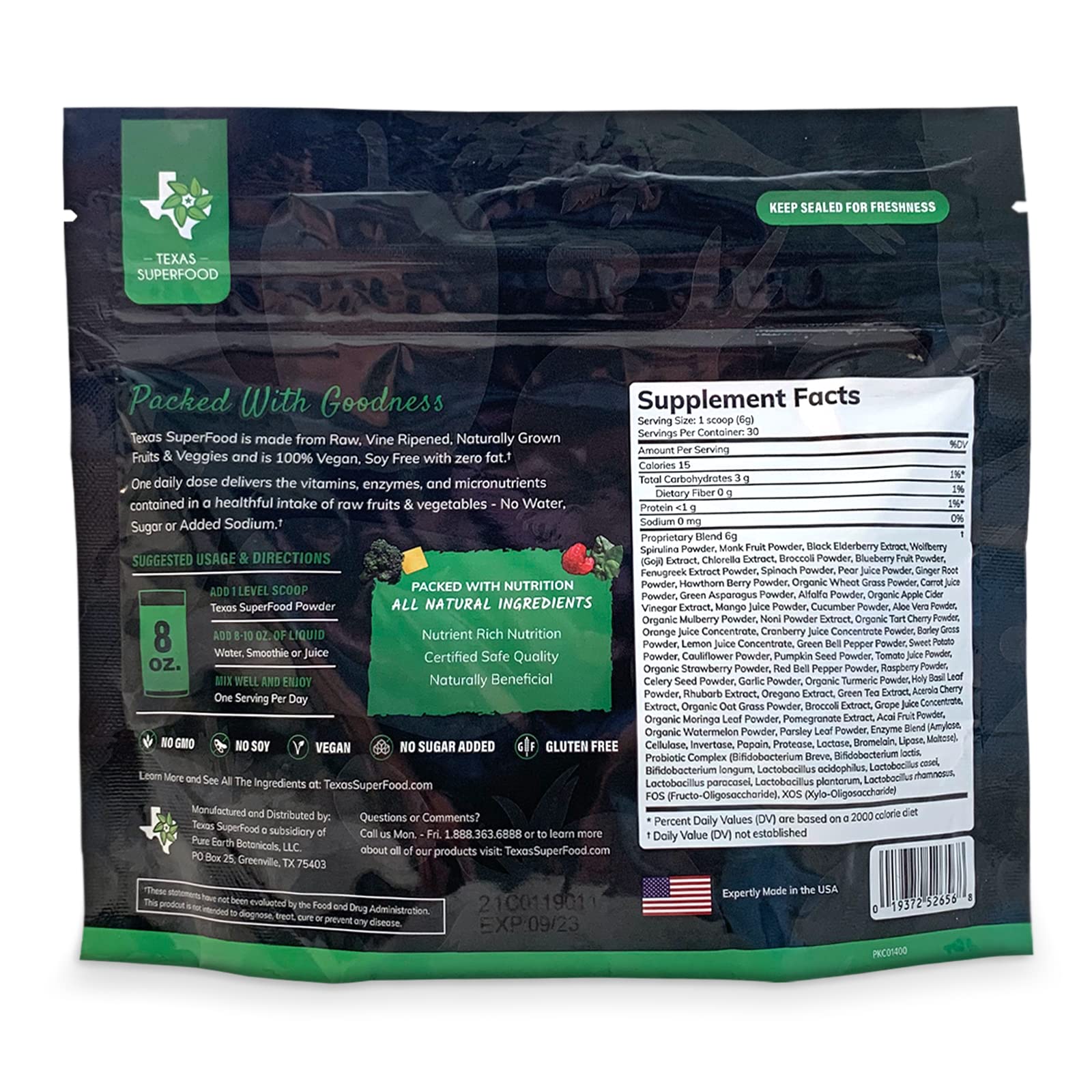 Original Superfood Powder - Organic Reds & Greens Blend, All-Natural Whole Food Supplement | Non-GMO, Gluten-Free, Vegan, Soy-Free | 30 Servings (180g) for Smoothies, Juices & Daily Wellness Boost