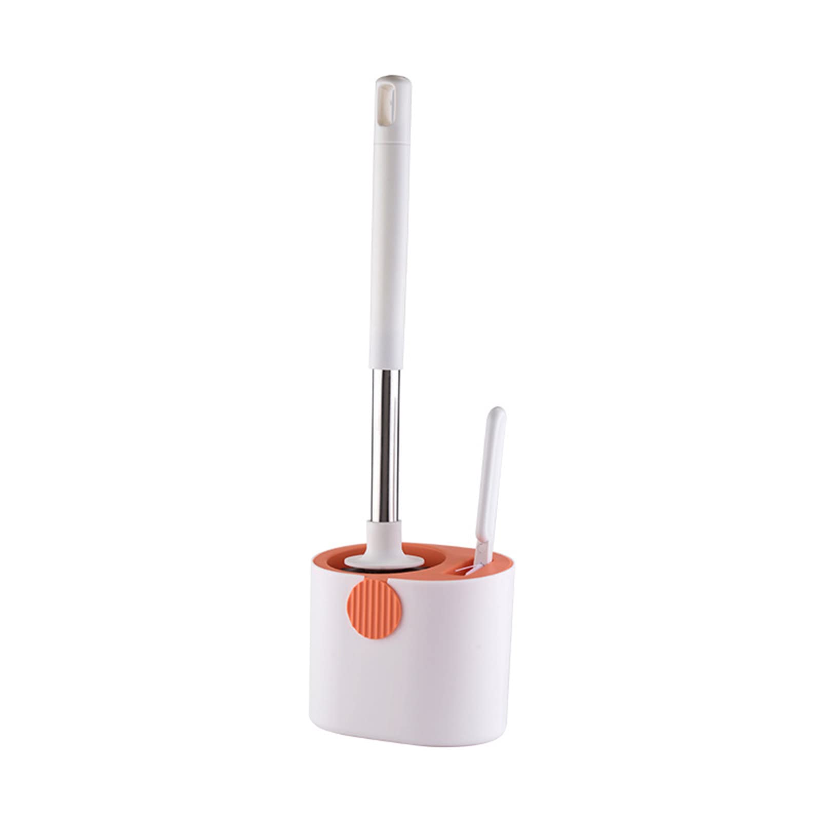 Non-Slip Silicone Toilet Brush with Wall Mount Holder - Soft Bristles Bathroom Cleaning Tool for Floors & Corners (Orange) - Perfect for Small Bathrooms, RVs & Tight Spaces