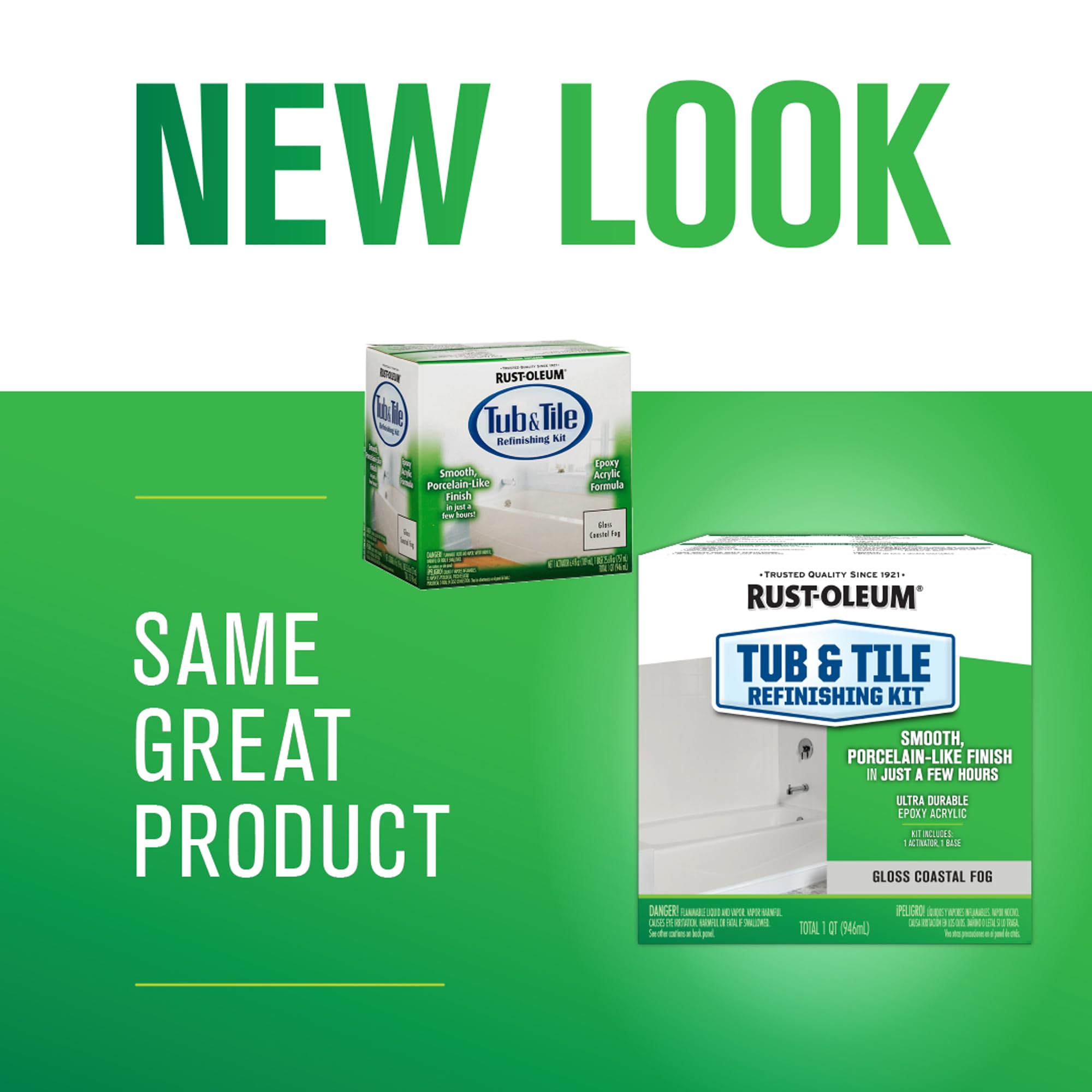Rust-Oleum 384166 Acrylic Tub and Tile Refinishing 2-Part Kit - Gloss Coastal Fog - Bathroom Renovation & DIY Home Improvement - Perfect for Bathtubs, Showers, and Ceramic Tile Restoration