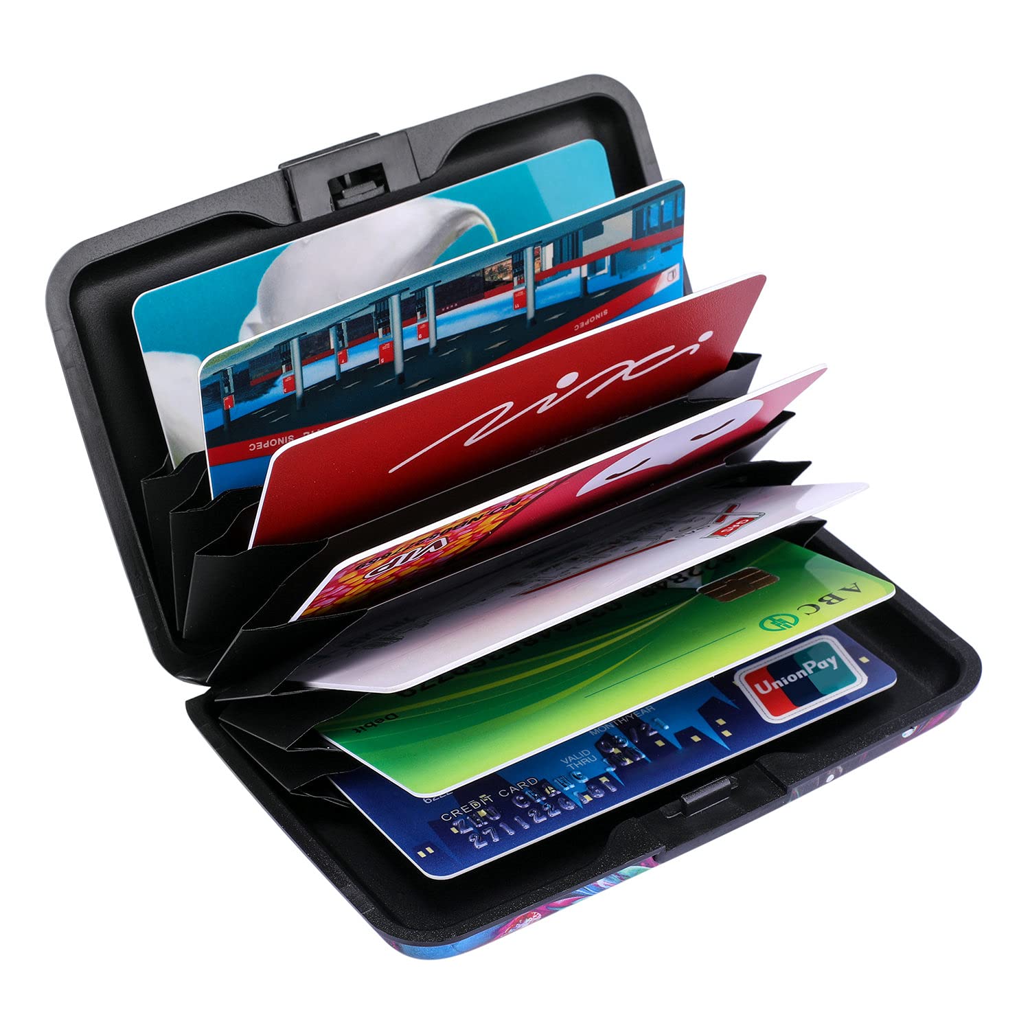 ELFISH Mini RFID Blocking Aluminum Wallet - Slim Credit Card Holder for Men & Women - Metal ID & Business Card Case (Gorgeous Flower Design) - Perfect for Travel, Work & Everyday Use