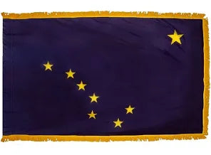 Premium 3'x5' Alaska State Embroidered Polyester Flag with Gold Fringe - Perfect for Home Decor, Patriotic Displays & Outdoor Events