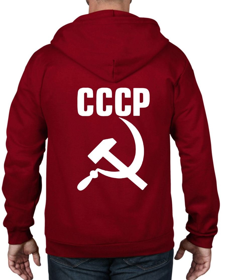 Men's CCCP Full Zip Hoodie - Vintage Soviet Union Graphic Tribal T-Shirt for Casual Wear & Street Style | Perfect for Urban Fashion, Retro Enthusiasts & Cold Weather Layering