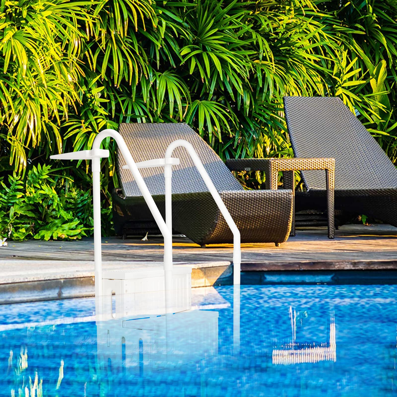 4-Step In-Pool Ladder with Handrails - Safe Entry System for Above Ground Swimming Pools | Durable & Non-Slip Design for Easy Pool Access & Exit | Perfect for Backyard, Inground, and Family Swimming Pools