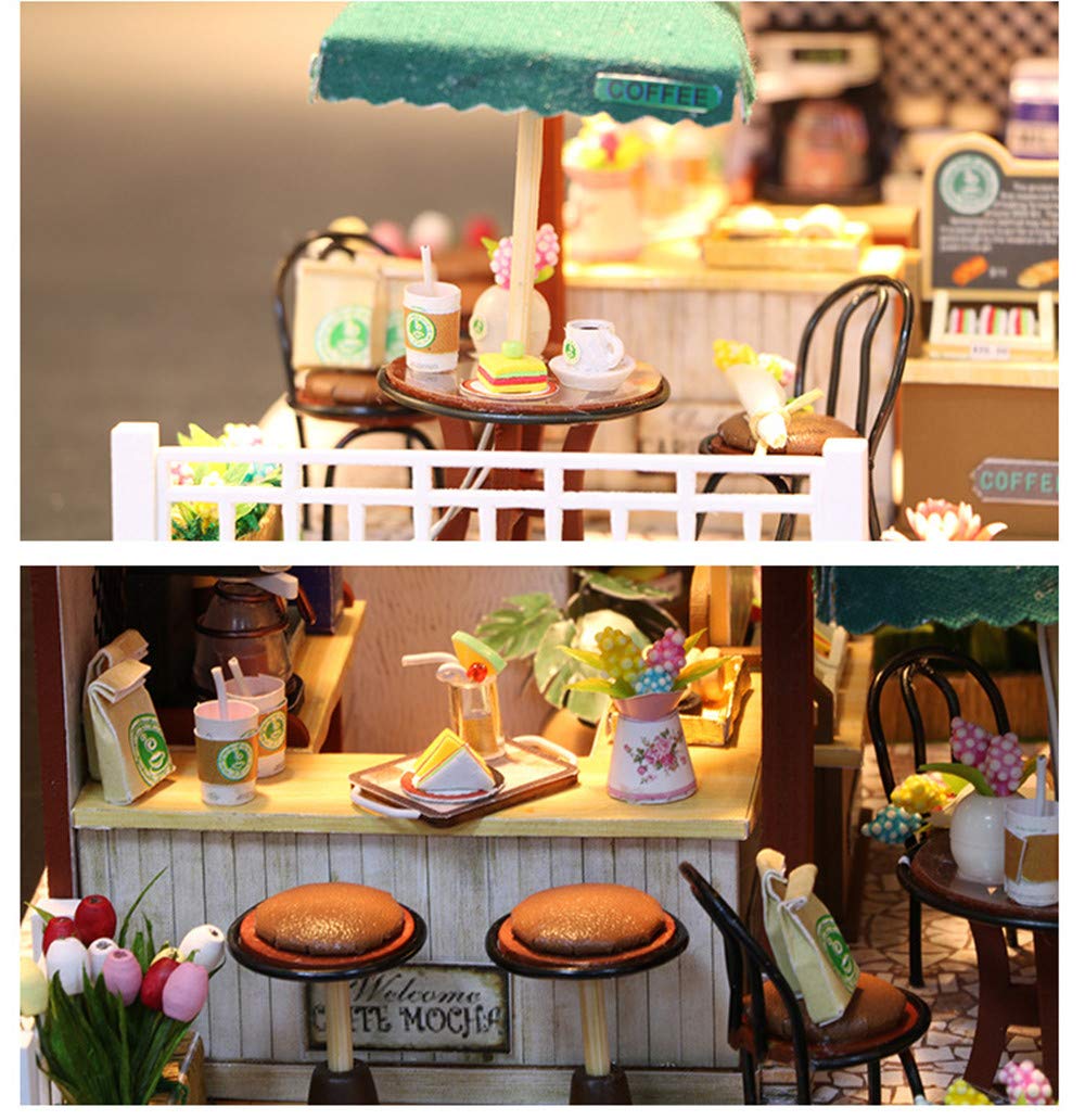 Flever Miniature Dollhouse DIY Kit - Creative Room with Tiny Furniture for Valentine's Day Gift (Time Cafe Theme) | Perfect for Home Decor, Collectors & Romantic Surprises