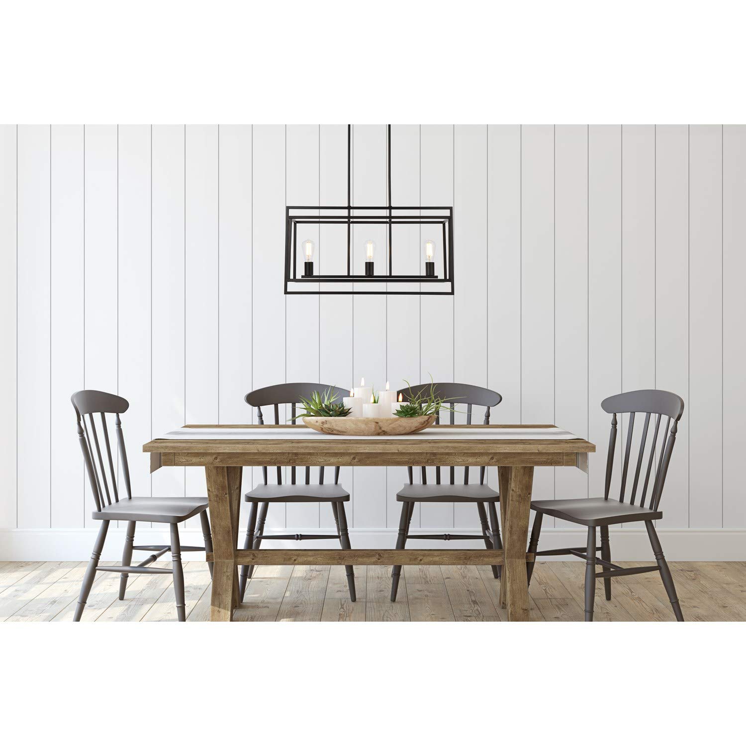 Voir 3-Light Black Pendant Lighting Fixture - Modern Ceiling Light for Dining Room, Kitchen Island & Bedroom