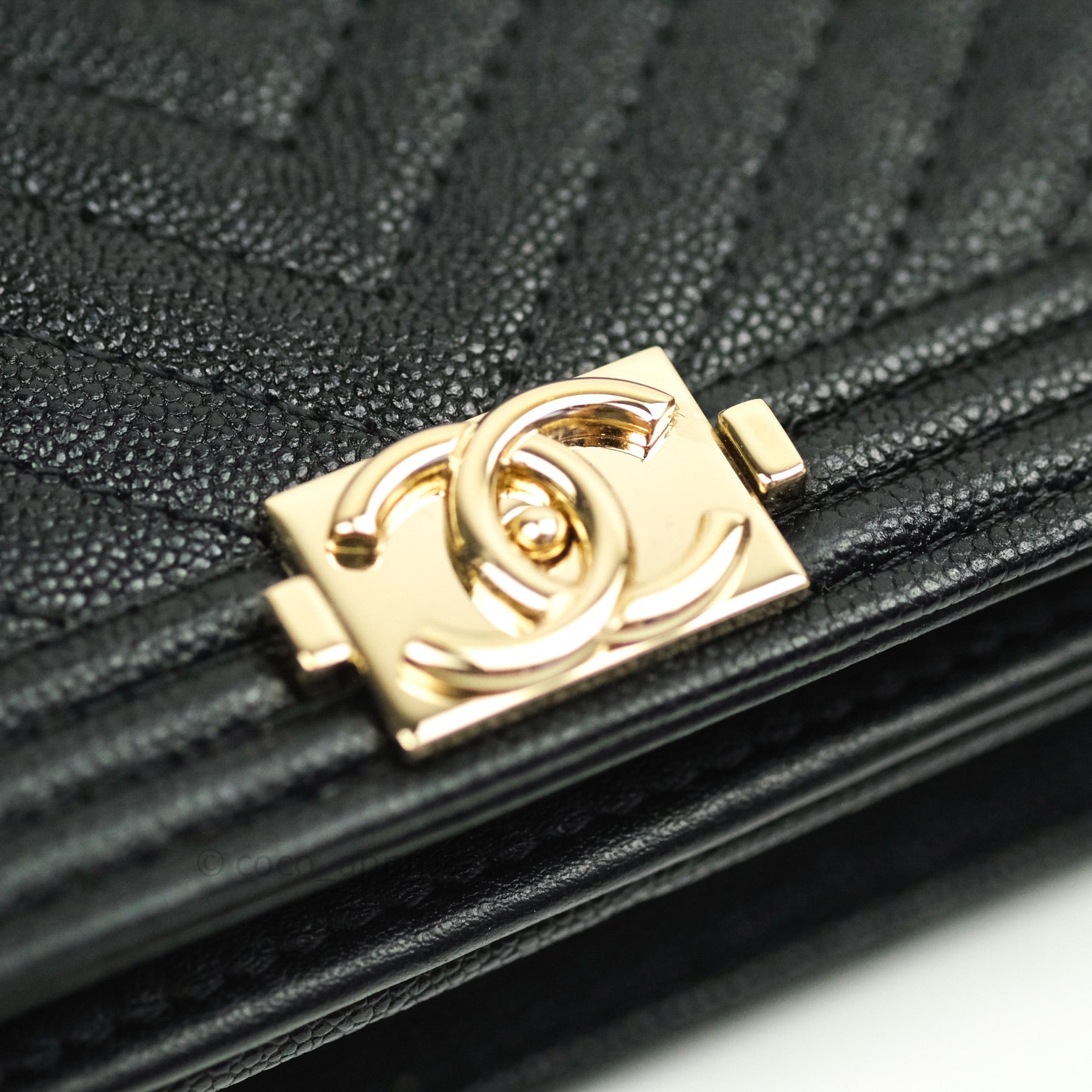 Chanel Chevron Boy Wallet on Chain WOC - Black Caviar Leather with Gold Hardware | Luxury Crossbody Bag for Women, Perfect for Evening Events & Daily Use
