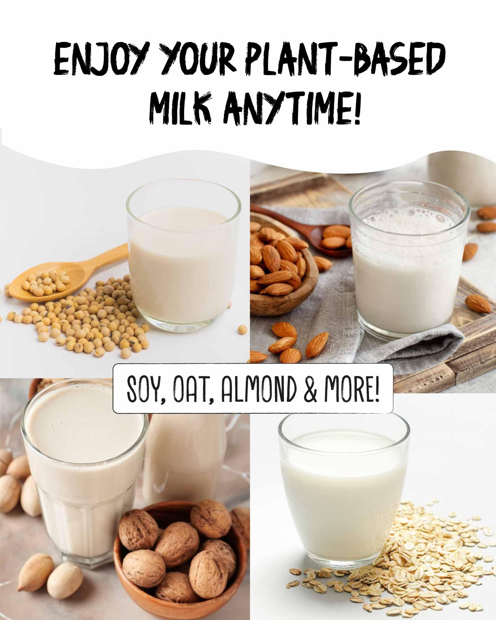 Wamery Original Nut Milk Maker Machine - 32oz Almond, Oat, Soy Milk Maker - Vegan & Plant-Based Milk Maker with Delay Start, Keep Warm & Boil Water Functions (Black) - Perfect for Homemade Dairy-Free Milk, Smoothies & Coffee Creamer