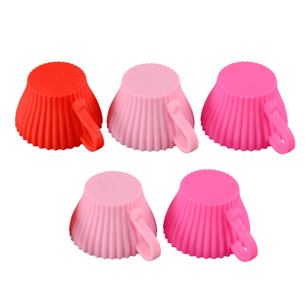 DOITOOL 5-Piece Silicone Cupcake Molds - Reusable Muffin Baking Cups for Homemade Cakes, DIY Desserts - Perfect for Birthday Parties, Baby Showers & Holiday Baking